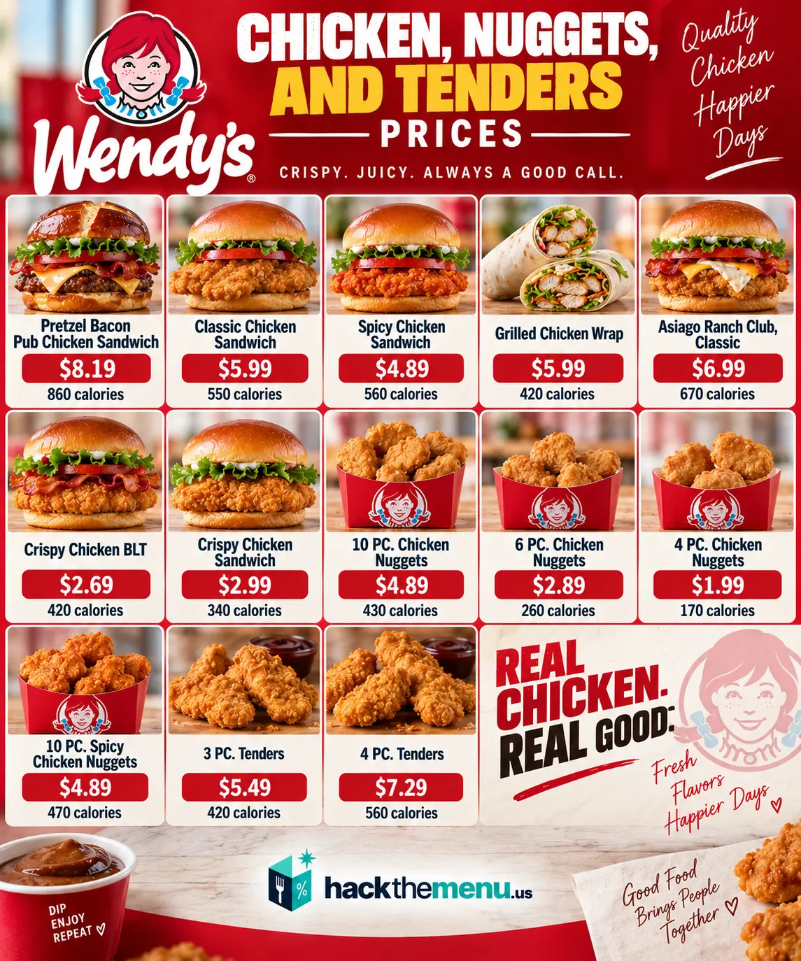 Wendy's Chicken, Nuggets, and Tenders Prices