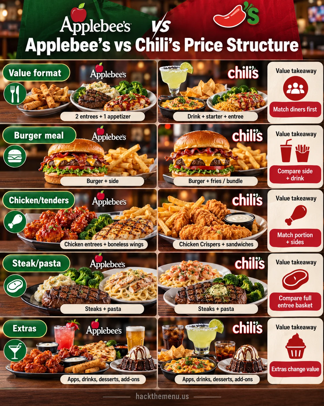 Applebees Vs Chilis Price Structure infographic