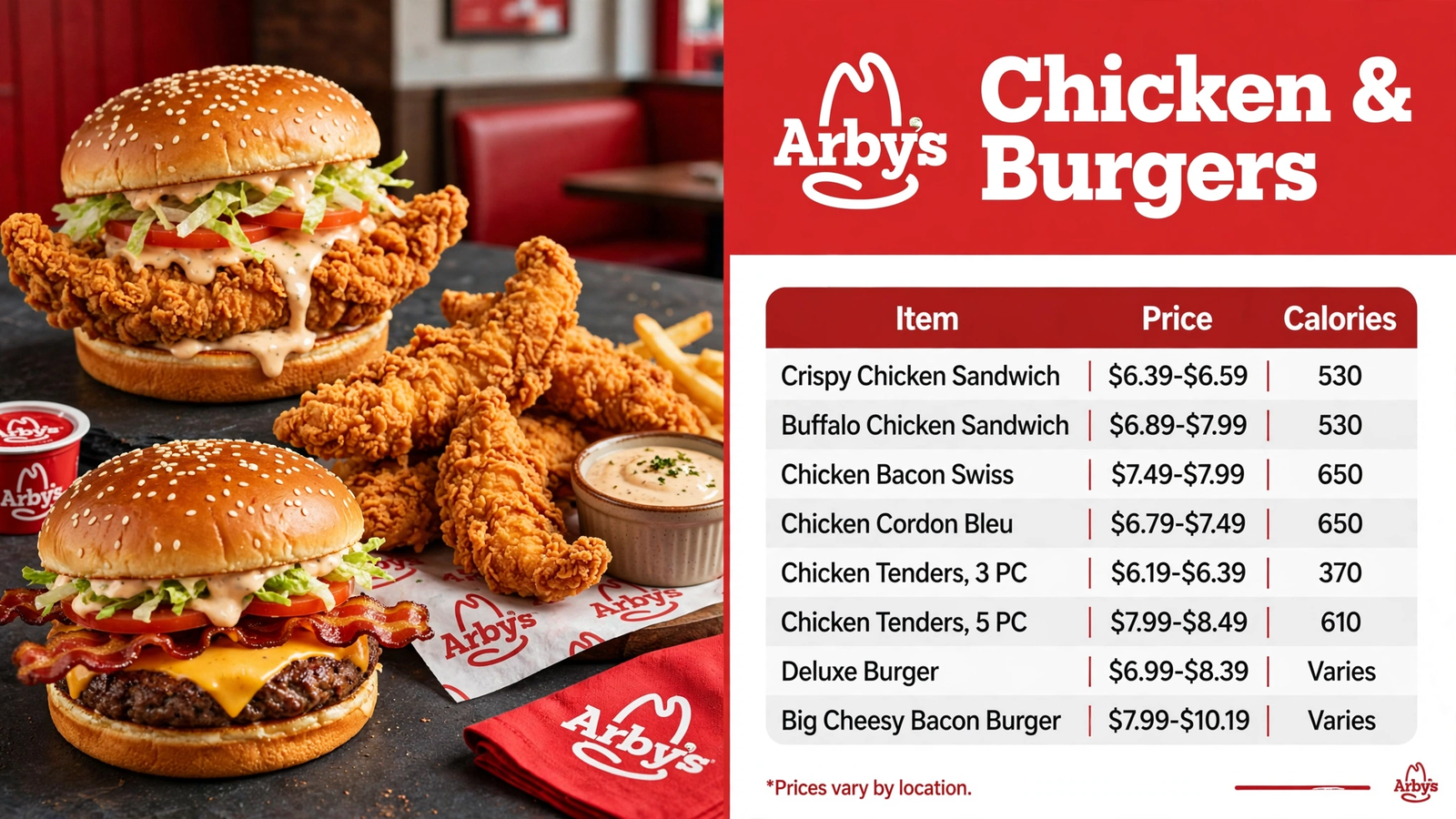 Arbys Menu Chicken infographic