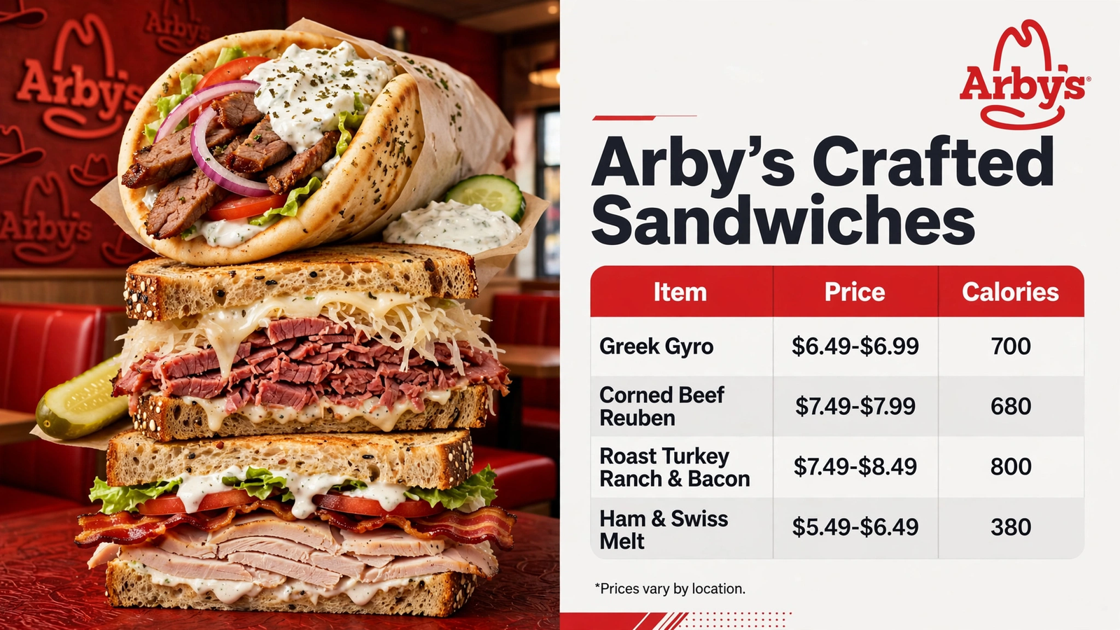 Arbys Menu Crafted infographic