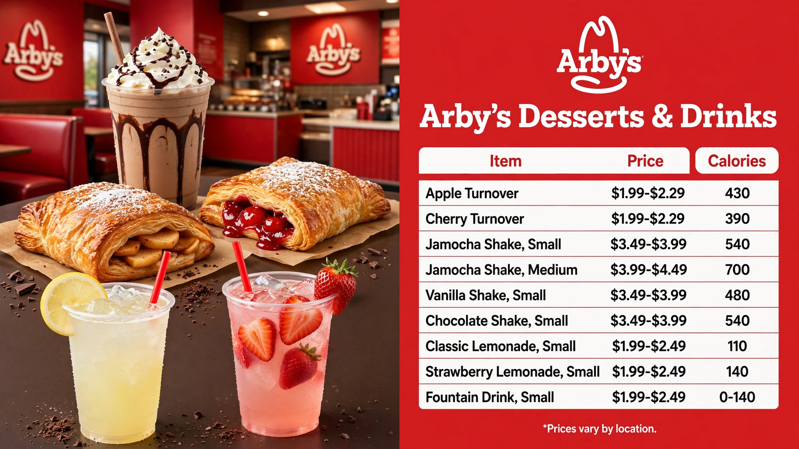 Arbys Menu Desserts infographic