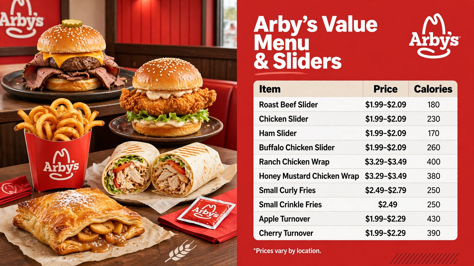 Arbys Menu Value Sliders infographic