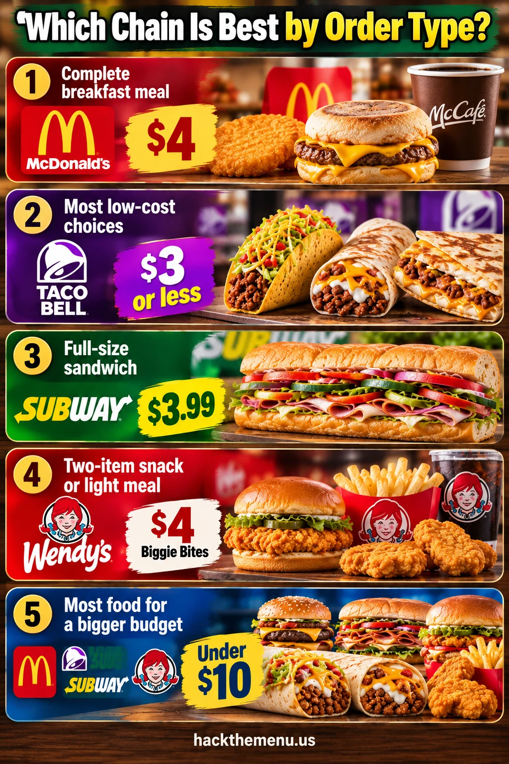 Best Fast Food Meals Under 5 Best By Order Type infographic