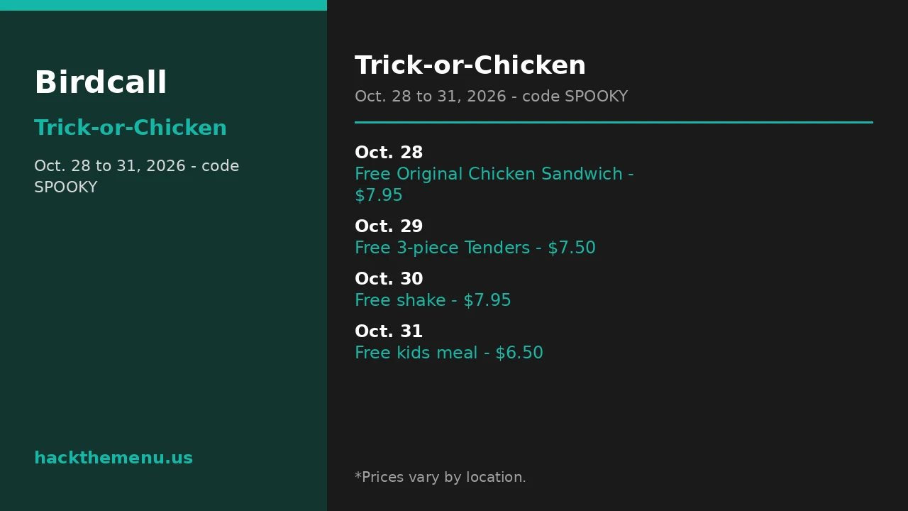 Birdcall Trick Or Chicken Giveaway deal infographic