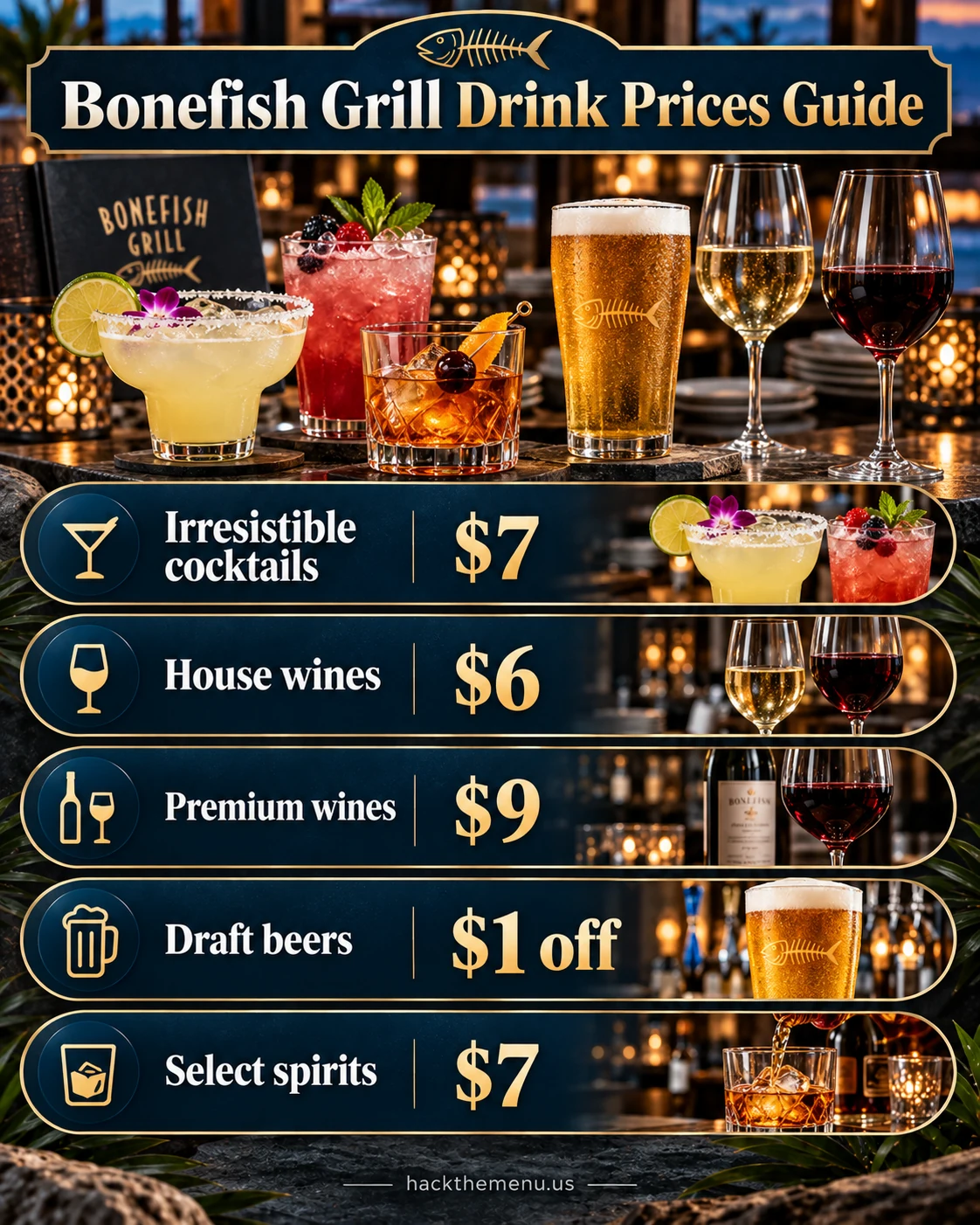 Bonefish Grill Happy Hour Drink Prices infographic