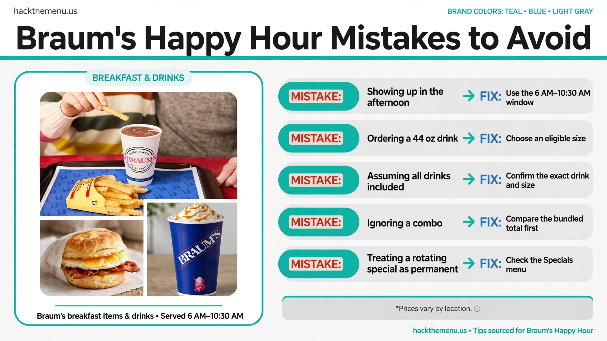 Infographic of Braum's happy hour mistakes to avoid and better approaches