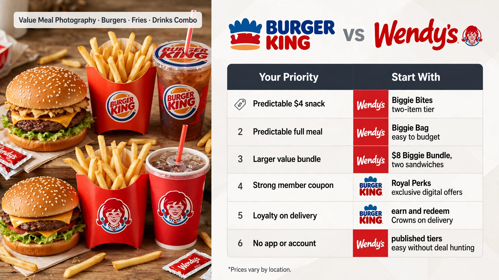 Burger King vs Wendy's best value infographic