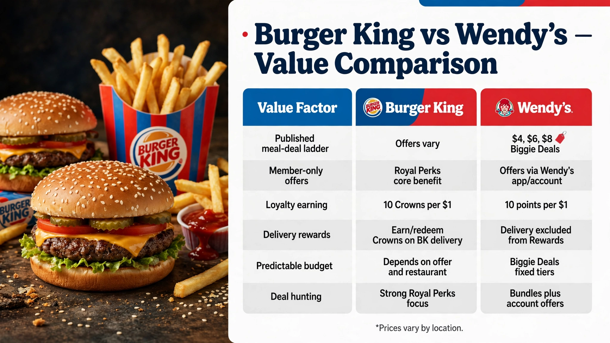 Burger King vs Wendy's value comparison infographic