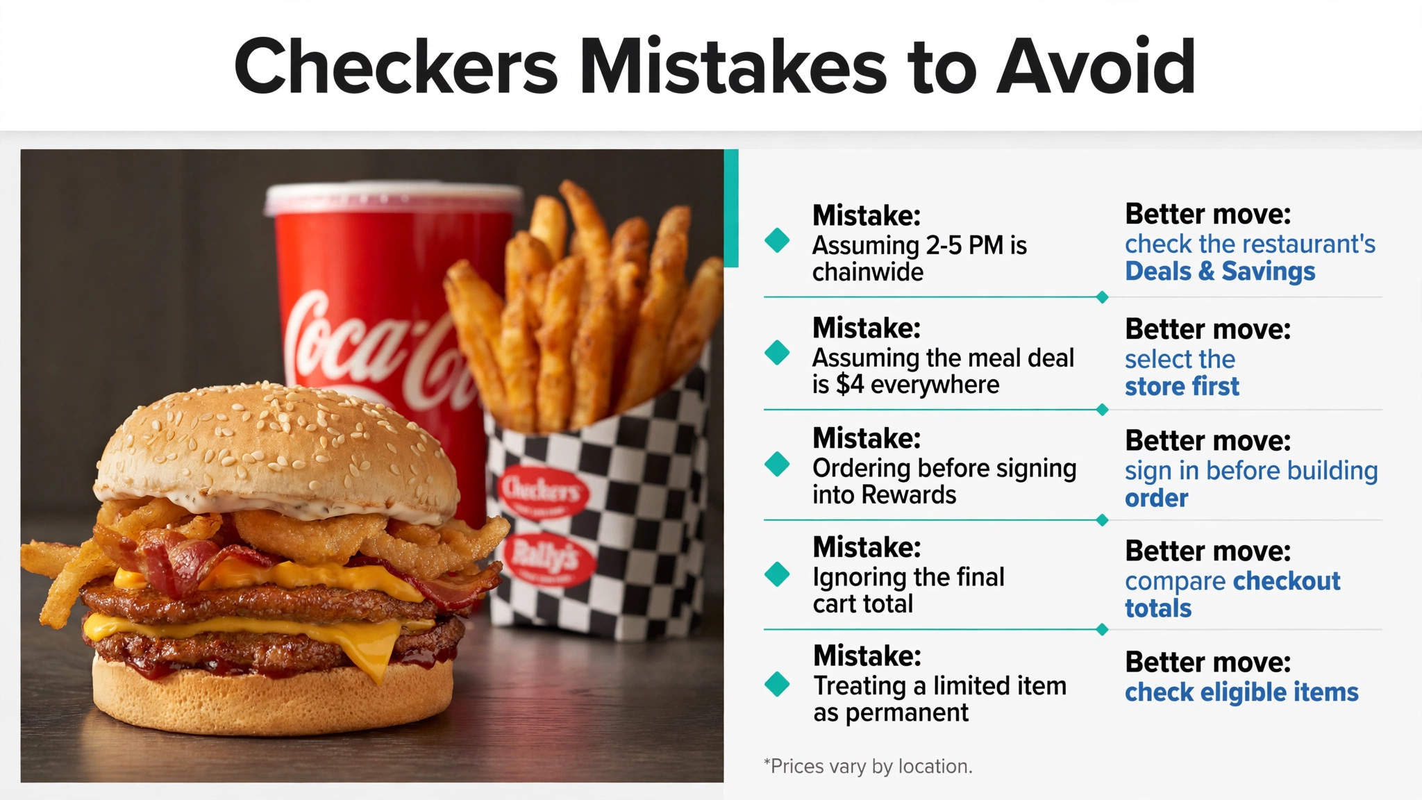 Common Checkers ordering mistakes to avoid and the better move for each
