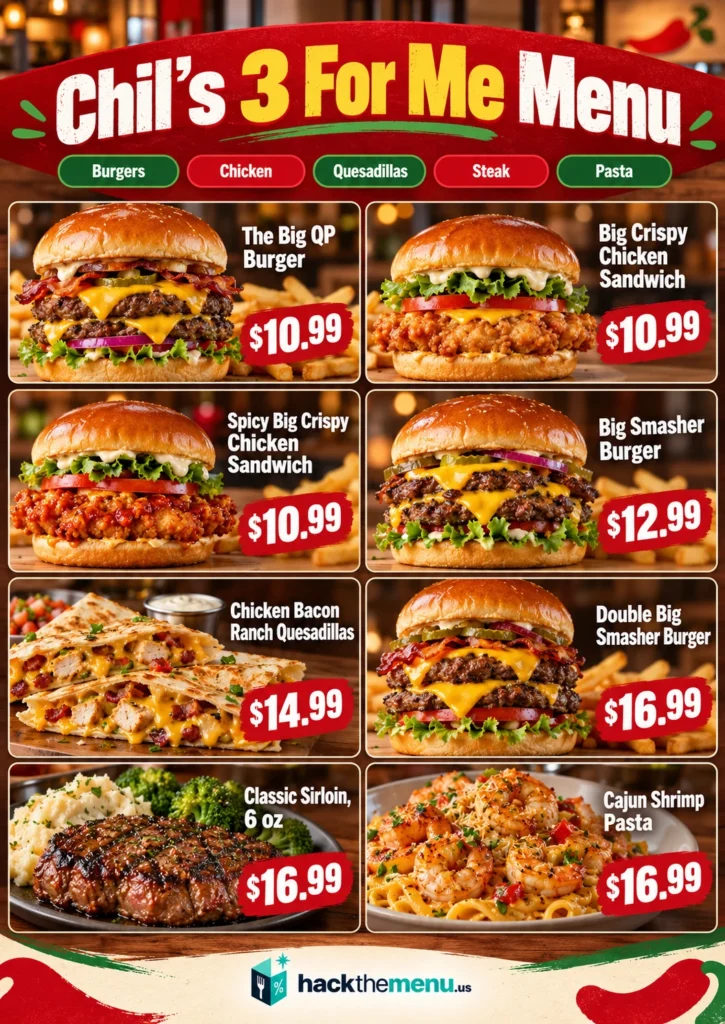 Chilis Menu 3 For Me infographic