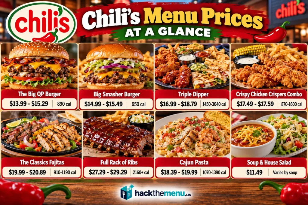 Chilis Menu At A Glance infographic