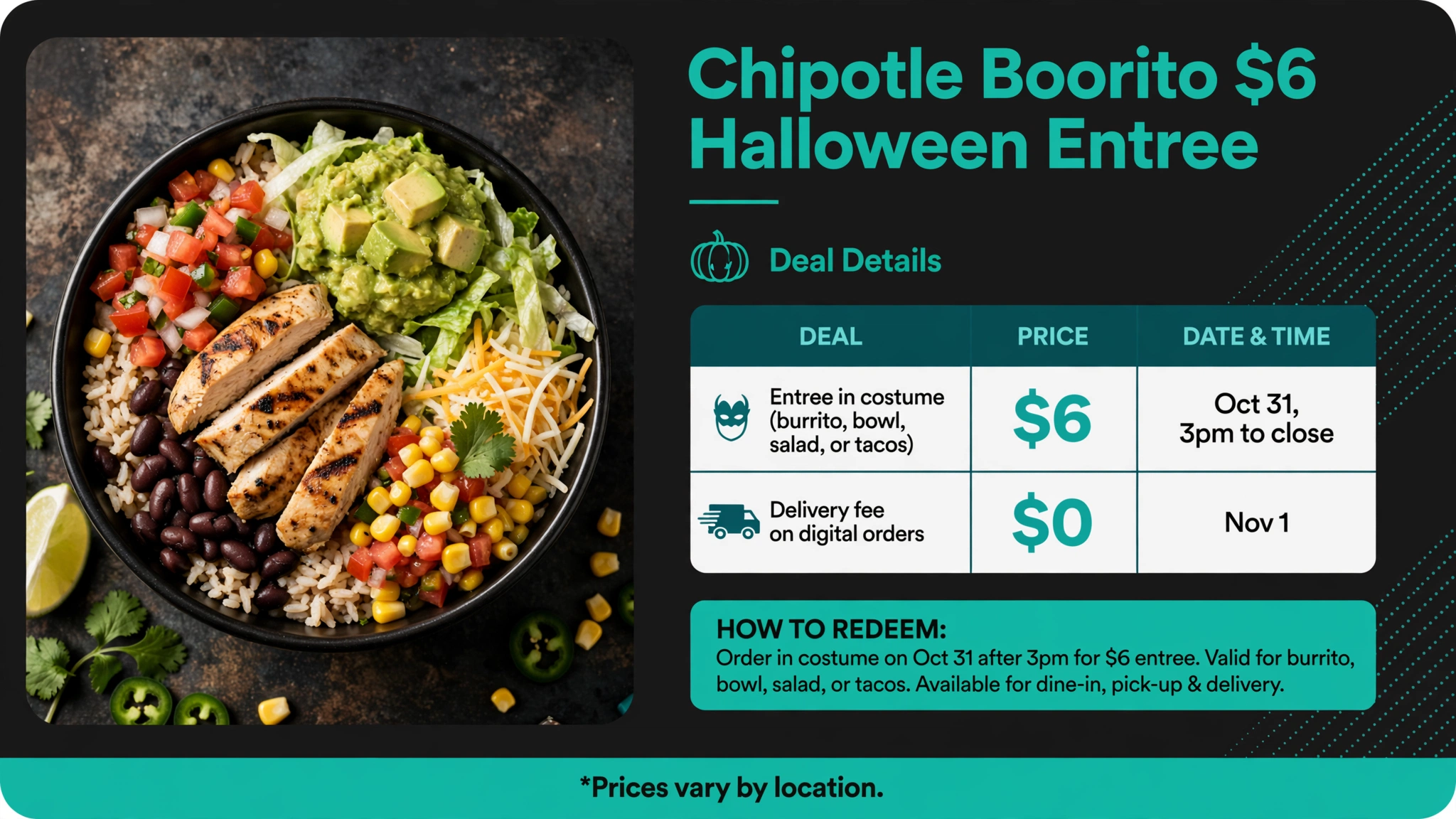 Chipotle Boorito  Halloween entree deal infographic