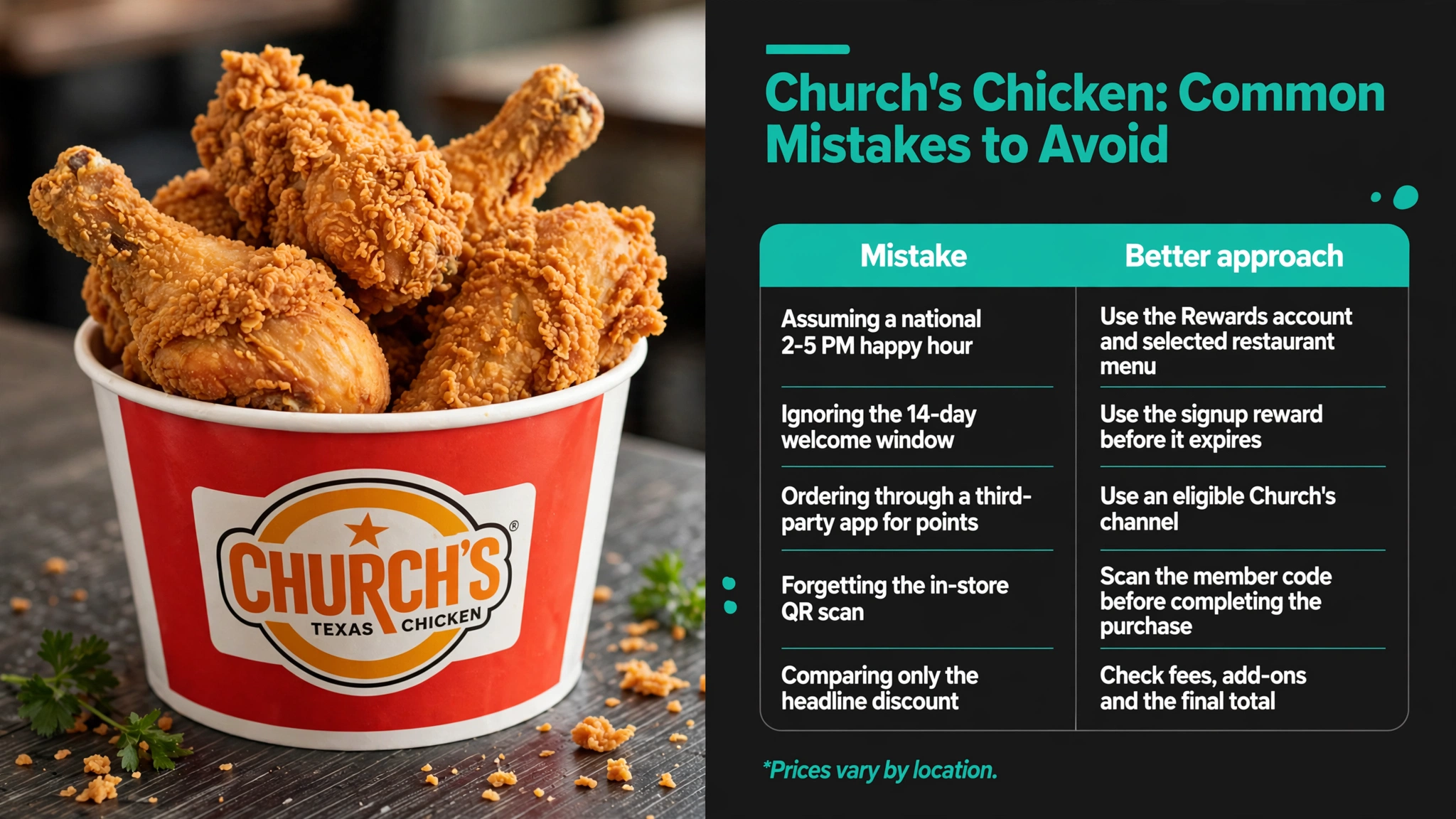 Church's Chicken happy hour mistakes to avoid infographic