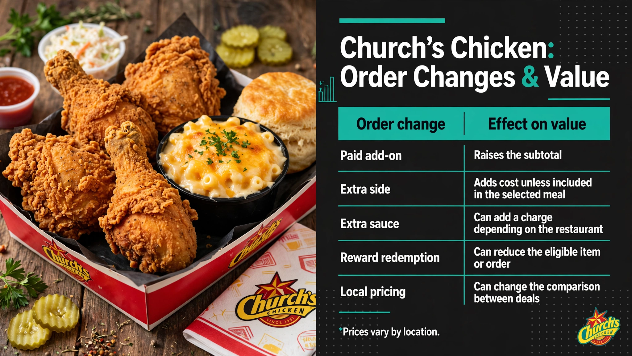 Church's Chicken order changes value infographic