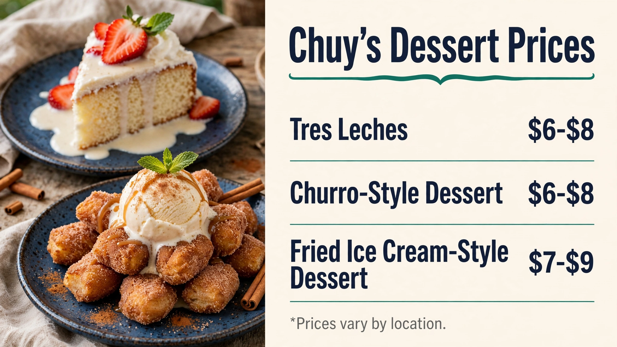 Chuy's dessert prices infographic