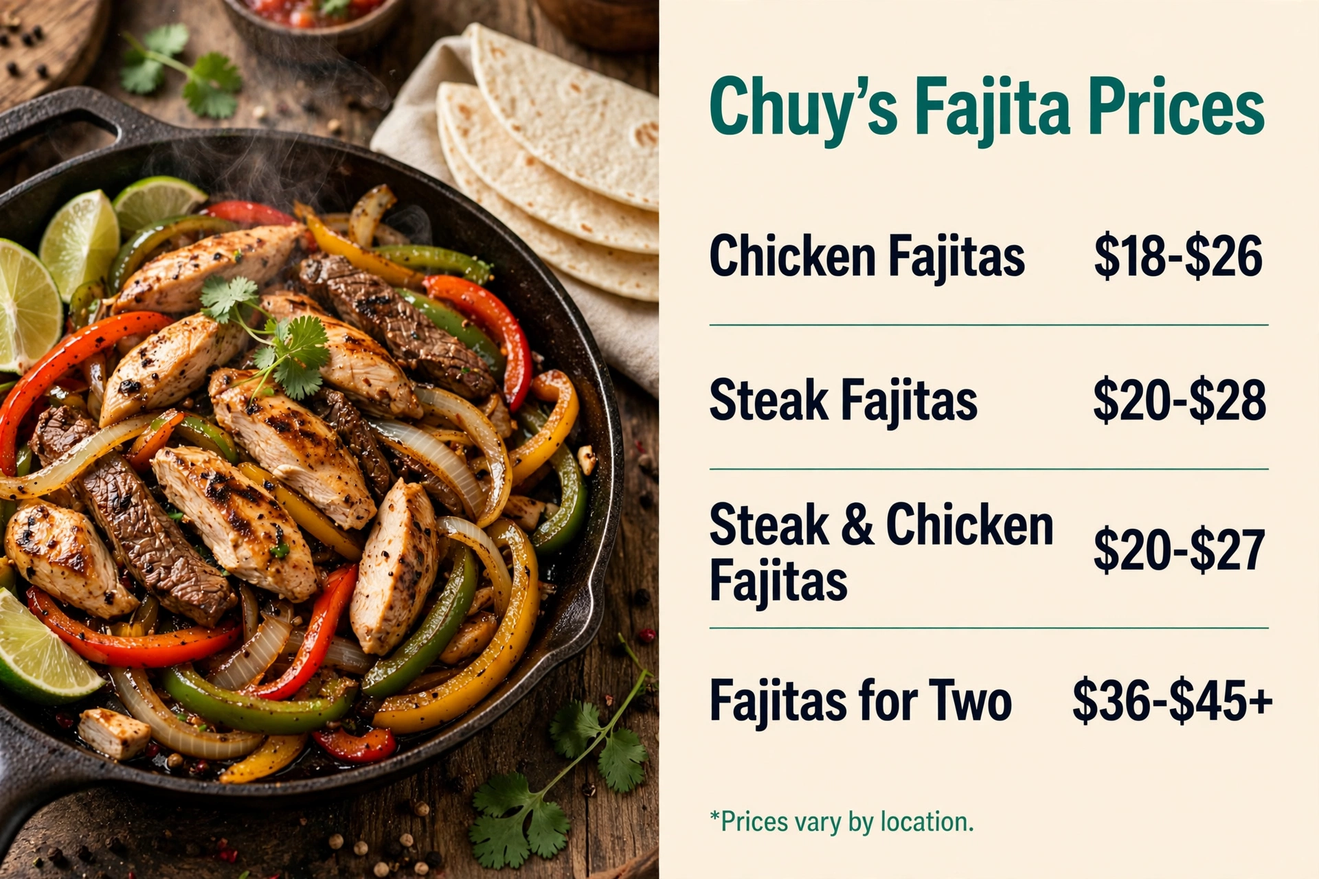 Chuy's fajita prices infographic