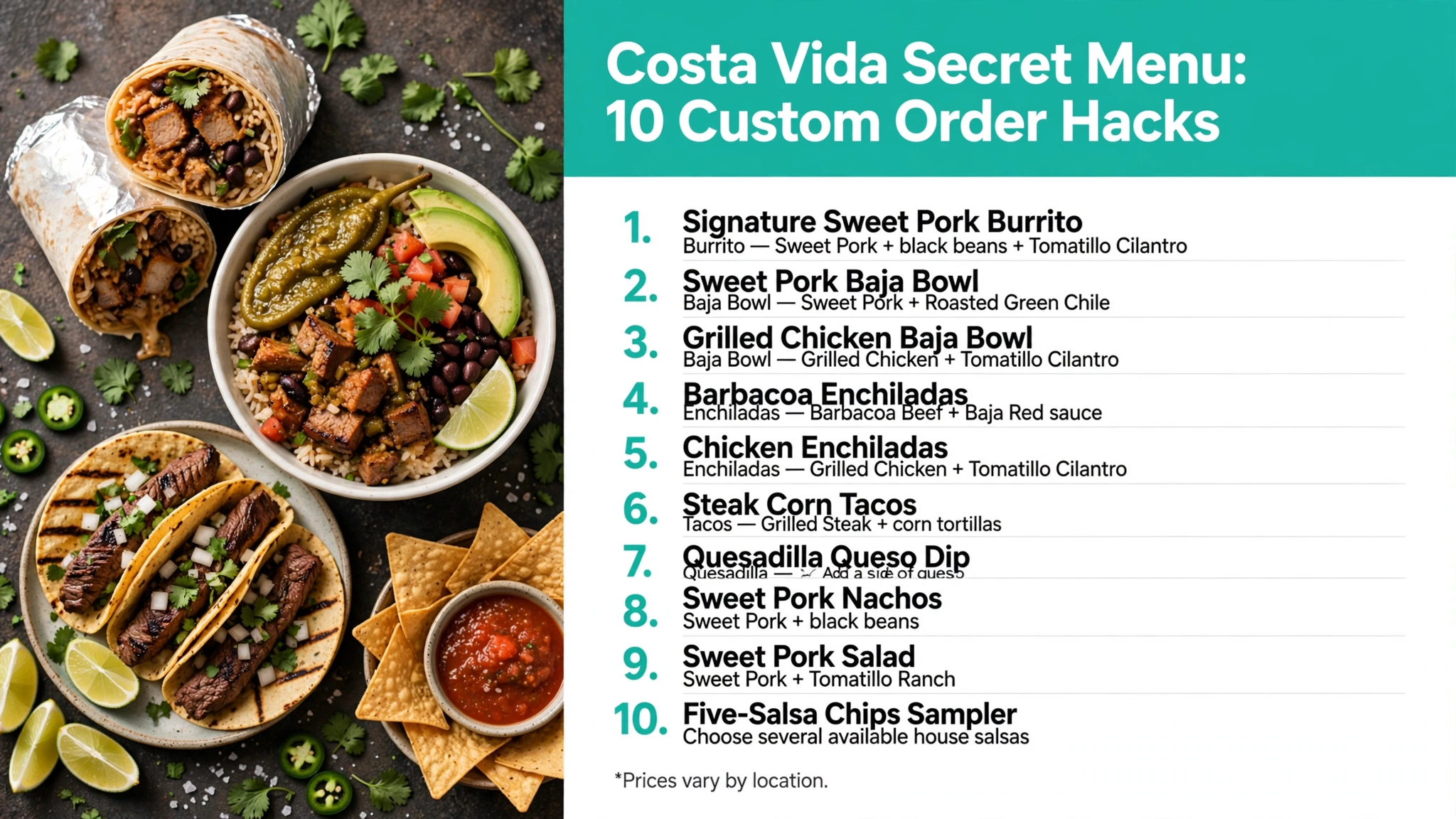 Costa Vida secret menu 10 custom order hacks infographic