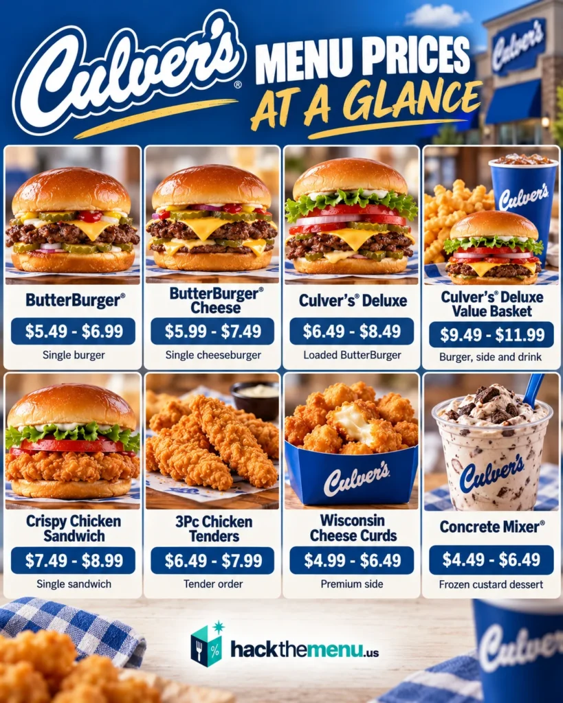 Culver's Menu Prices at a Glance