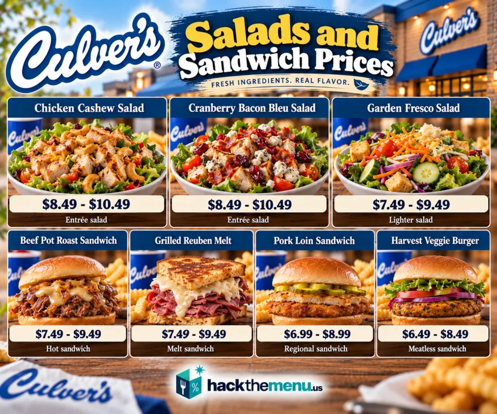 Culver's Salads and Sandwich Prices