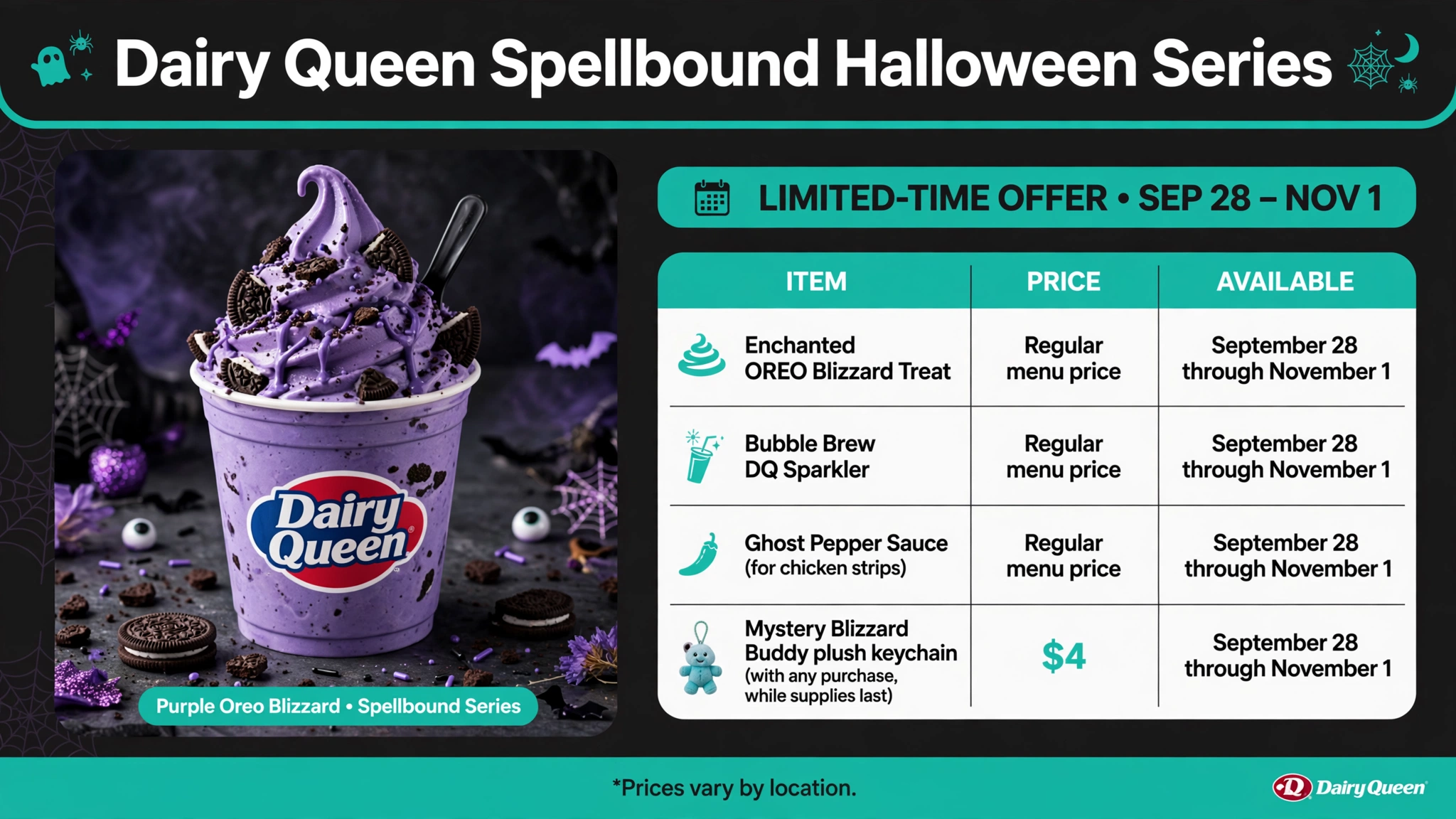 Dairy Queen Spellbound Halloween Series menu infographic