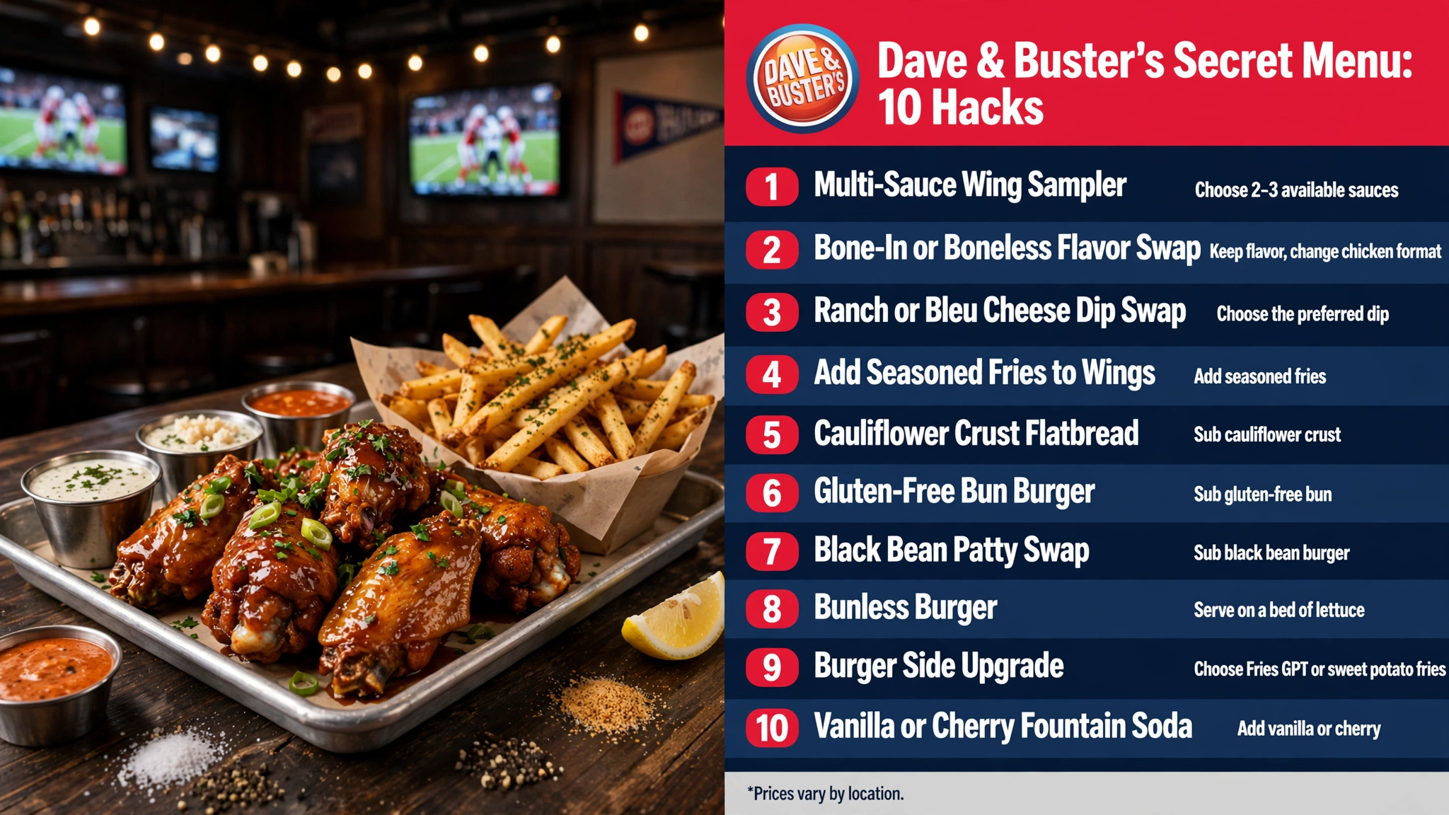 Infographic: Dave & Buster's secret menu with 10 food and drink hacks