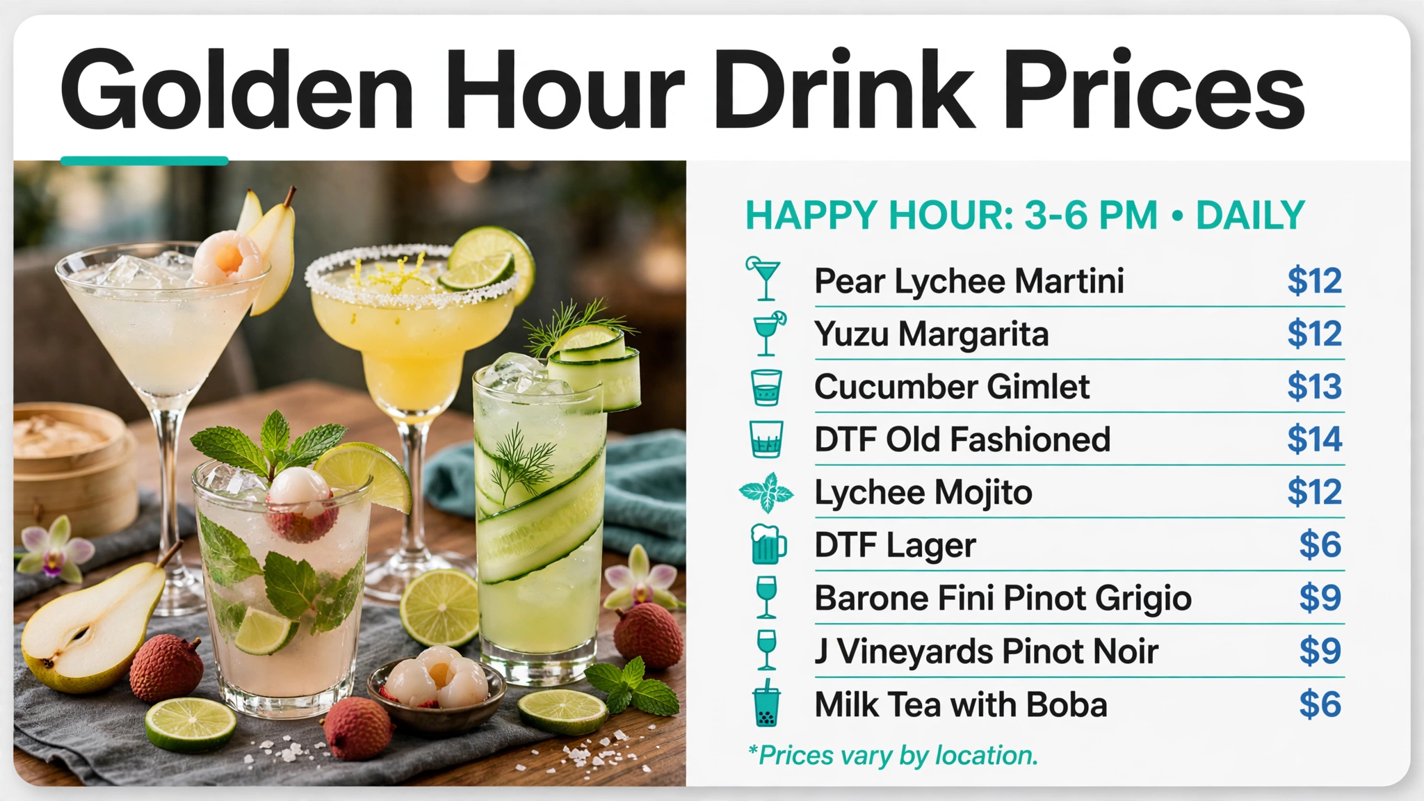Din Tai Fung Golden Hour drink prices infographic