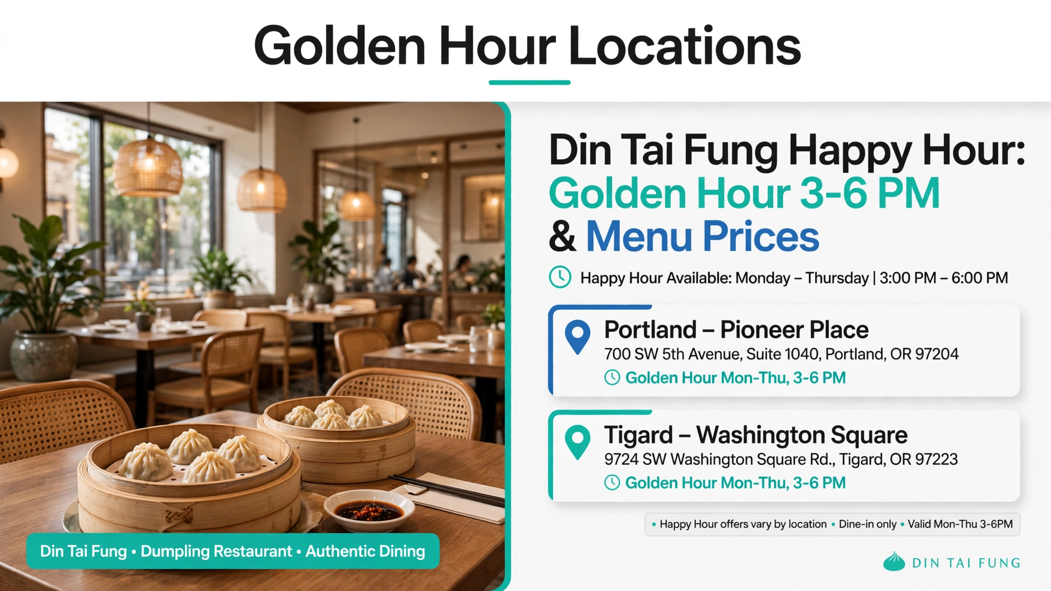 Din Tai Fung Golden Hour locations infographic