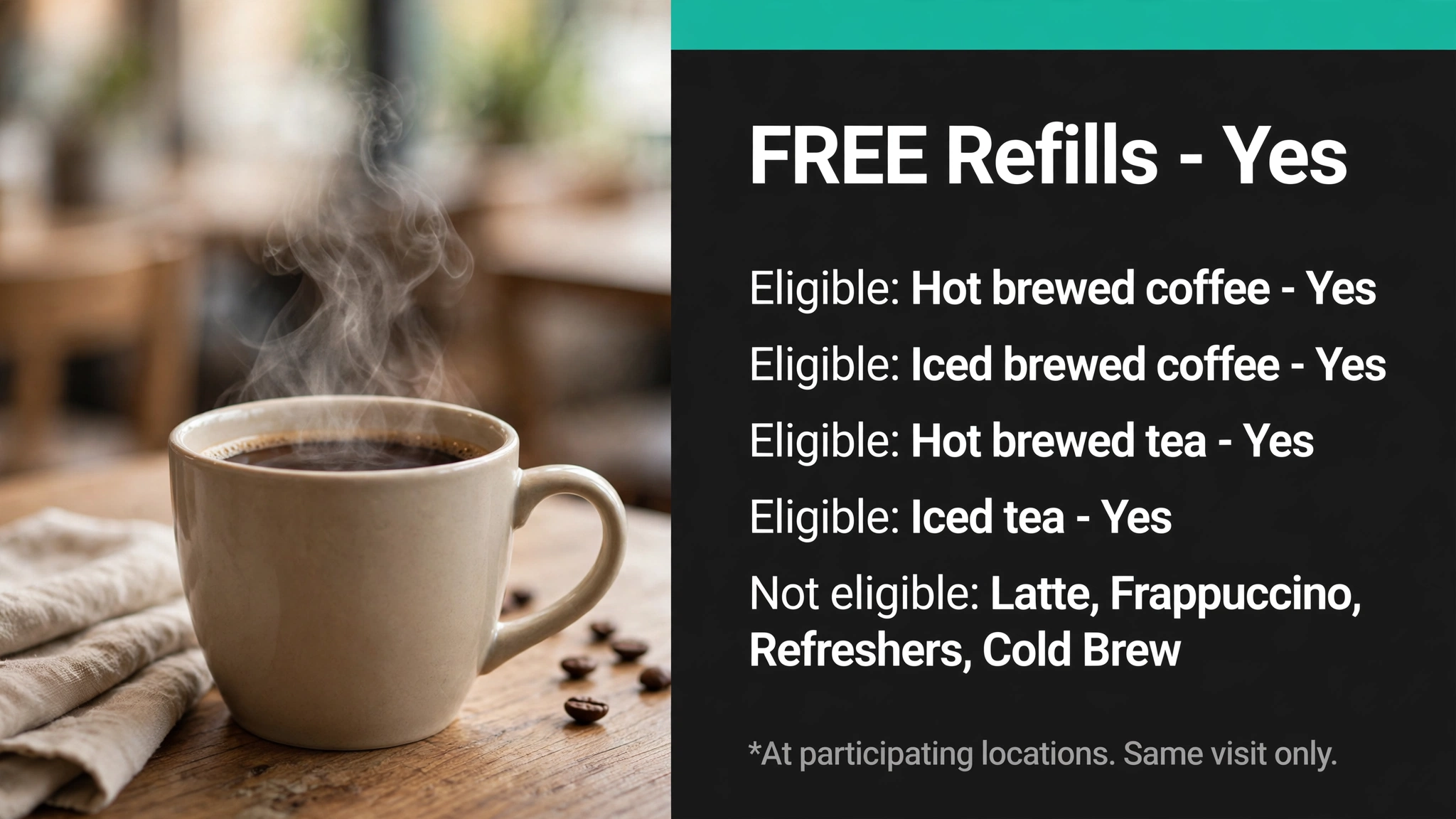 Does Starbucks Have Free Refills deal infographic