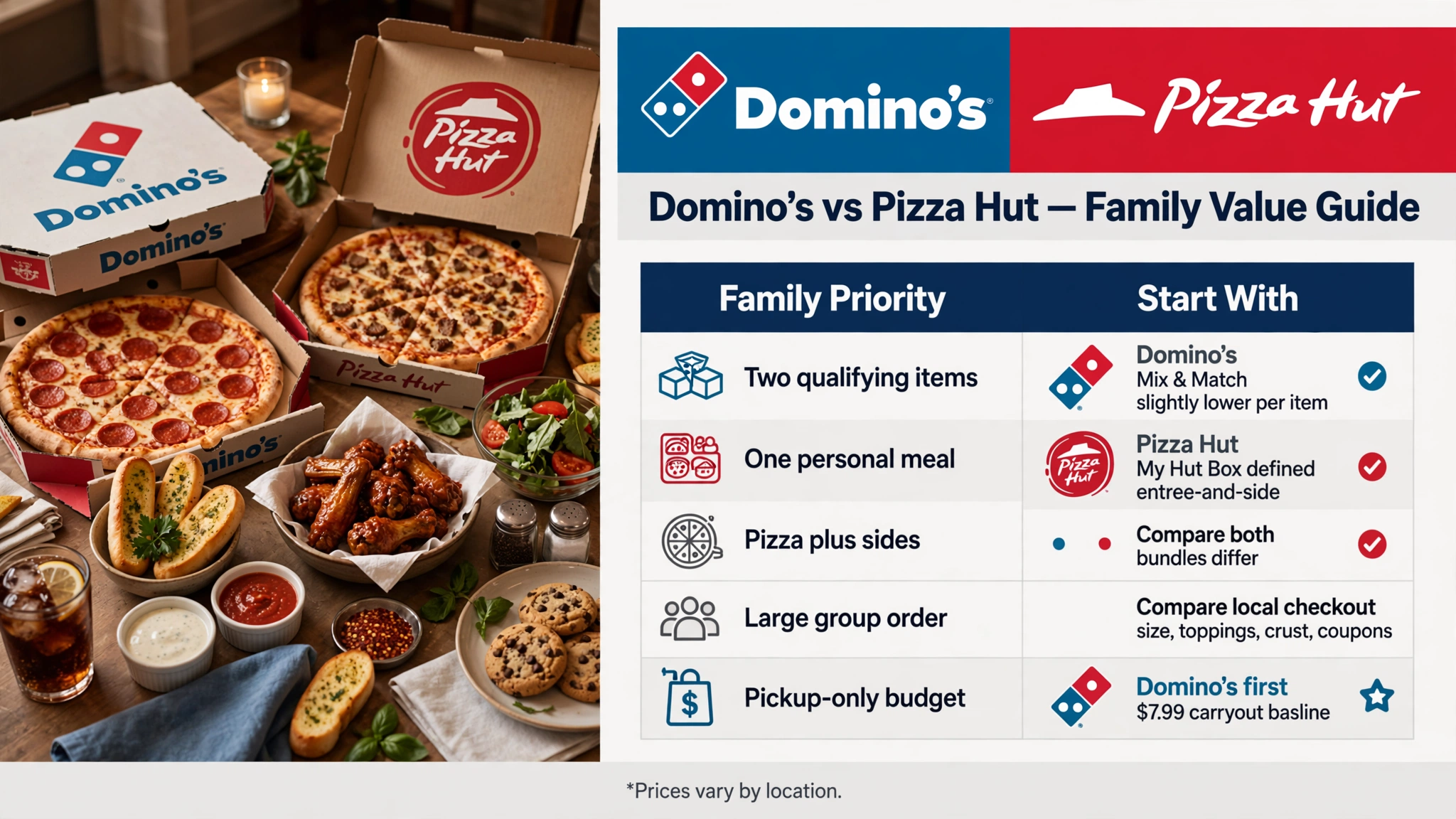 Domino's vs Pizza Hut family value infographic