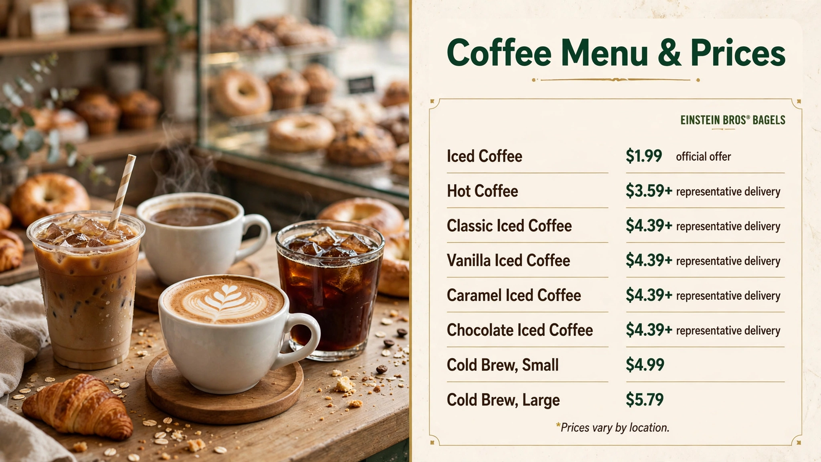 Einstein Bros Bagels menu table 8 infographic