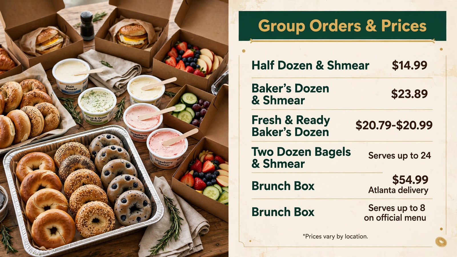 Einstein Bros Bagels menu table 12 infographic