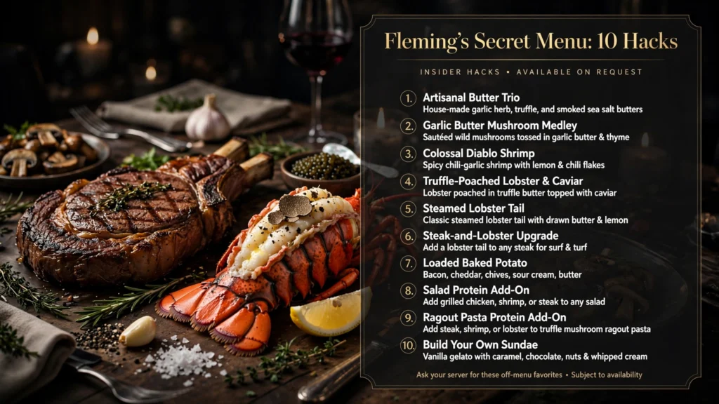 Fleming's Prime Steakhouse Secret Menu: 10 Hacks infographic
