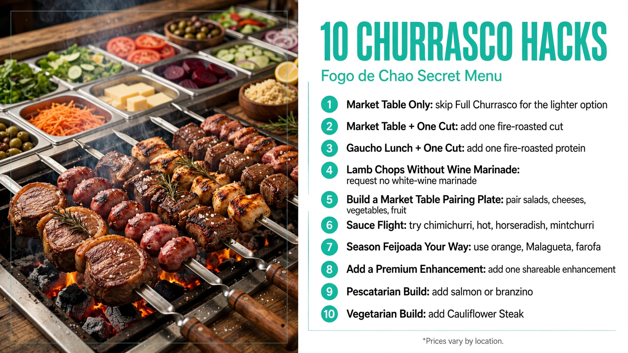 Fogo de Chao secret menu churrasco hacks infographic