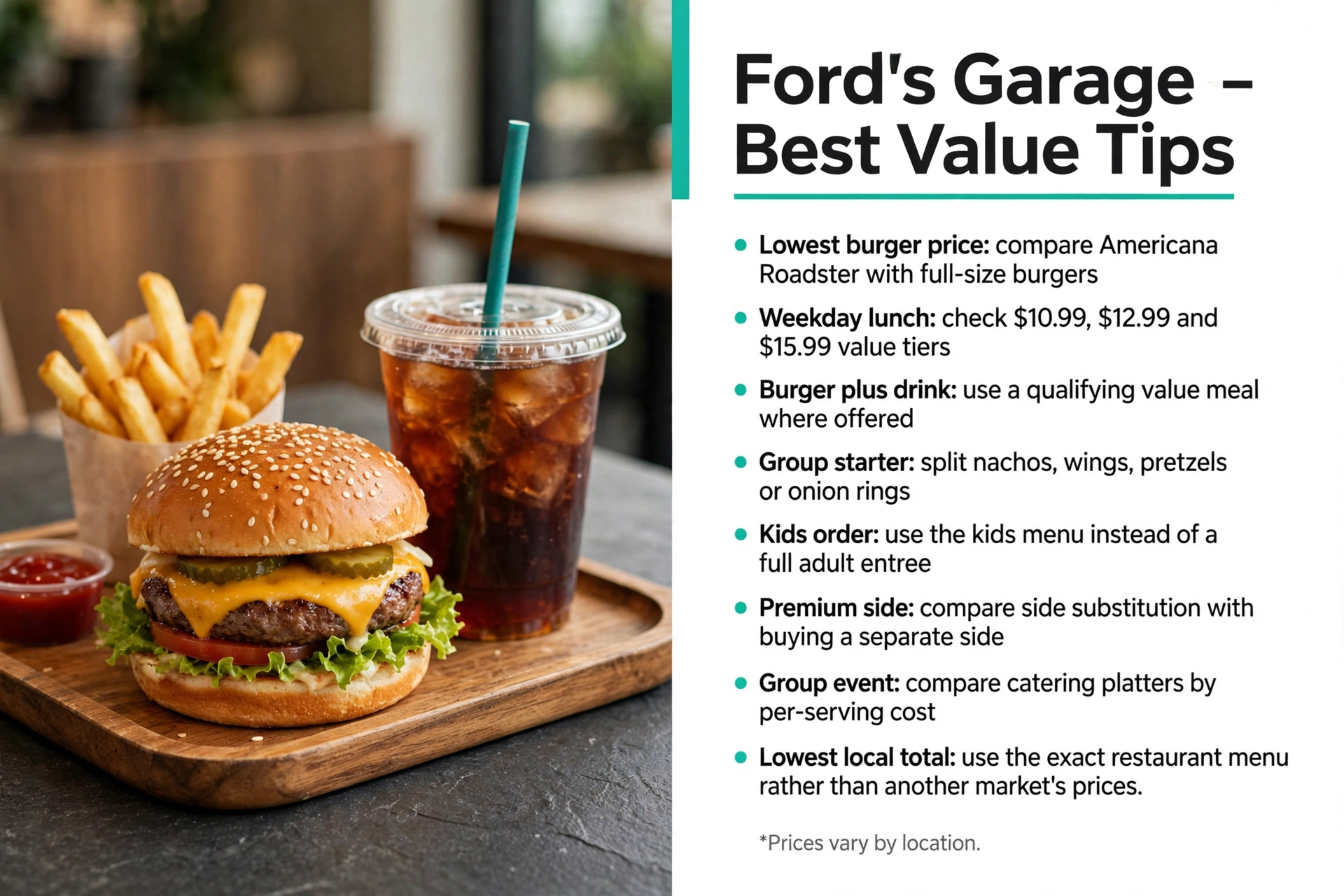 Fords Garage menu prices: Best Value Tips infographic