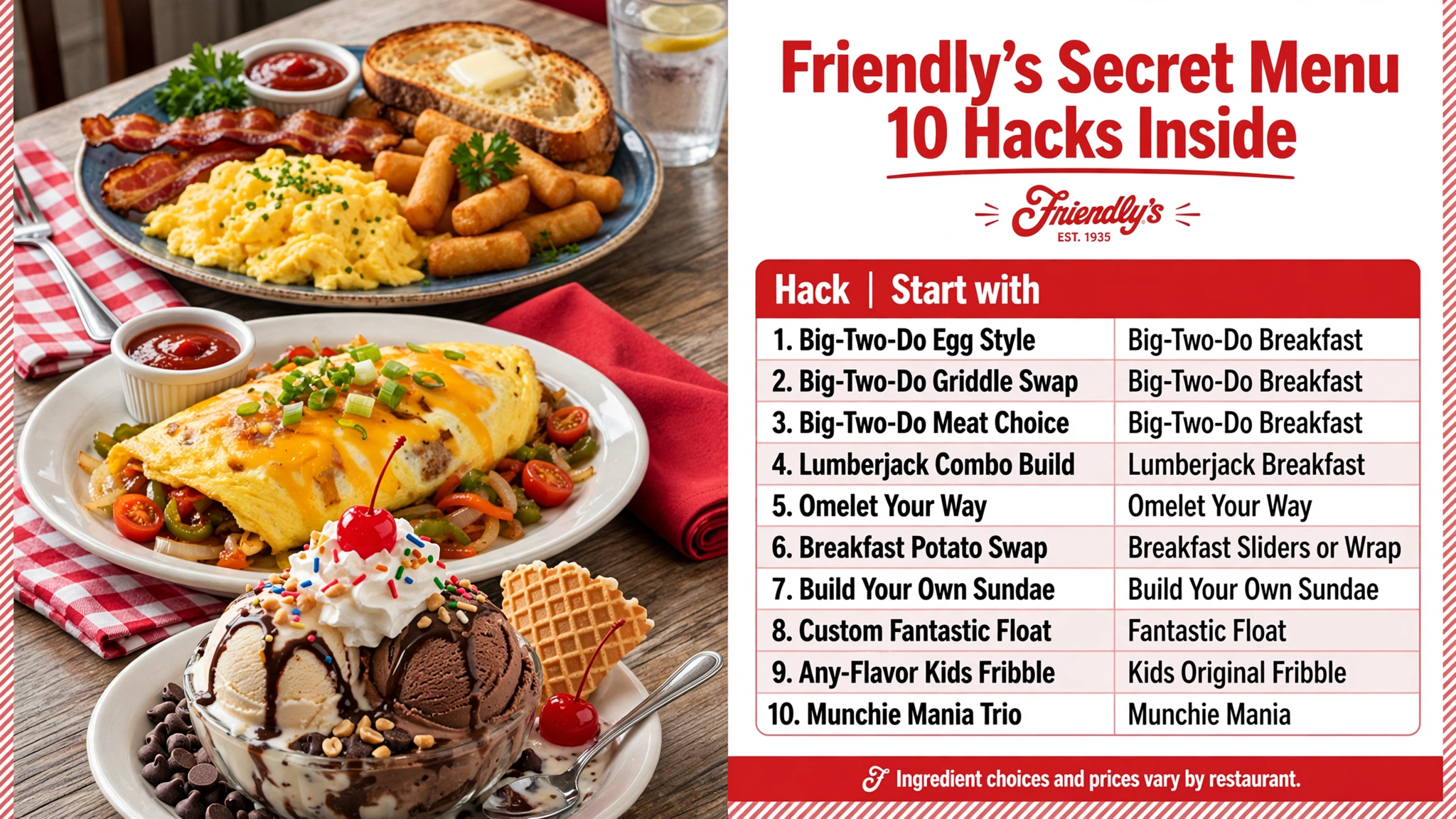 Friendly's Secret Menu 10 Hacks infographic