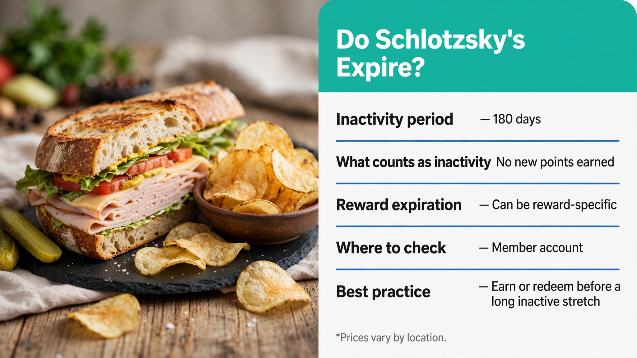Do Schlotzsky's points expire infographic: 180-day inactivity rule