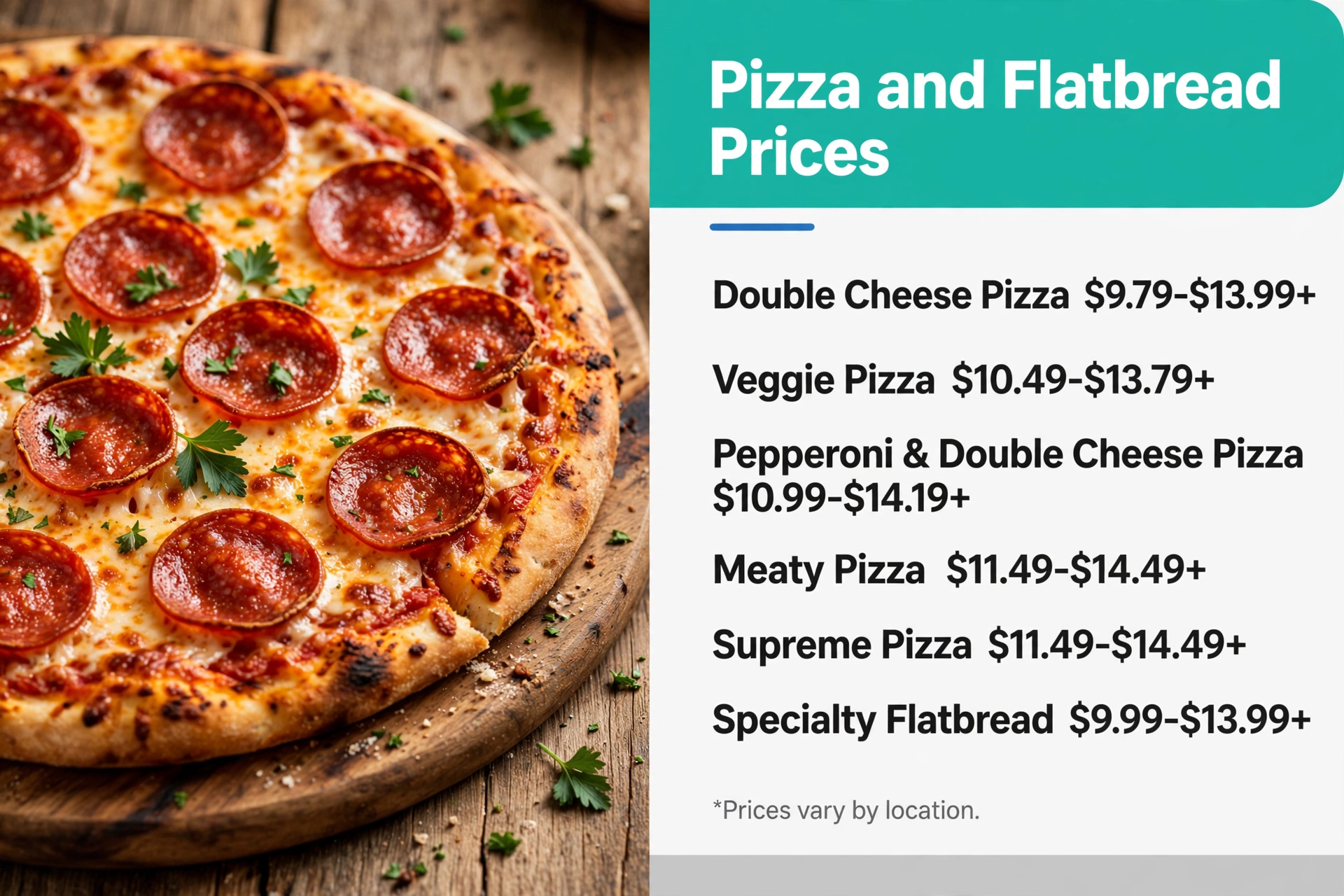 Infographic of Schlotzsky's pizza and flatbread prices