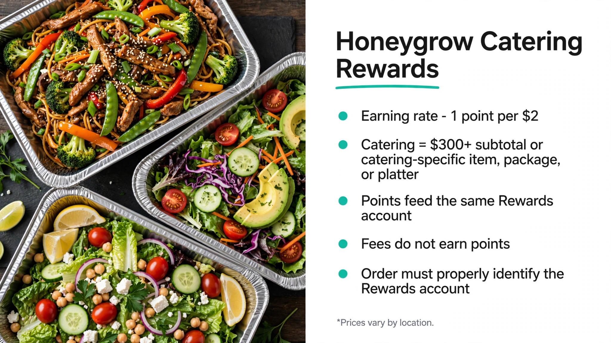 Honeygrow catering rewards infographic