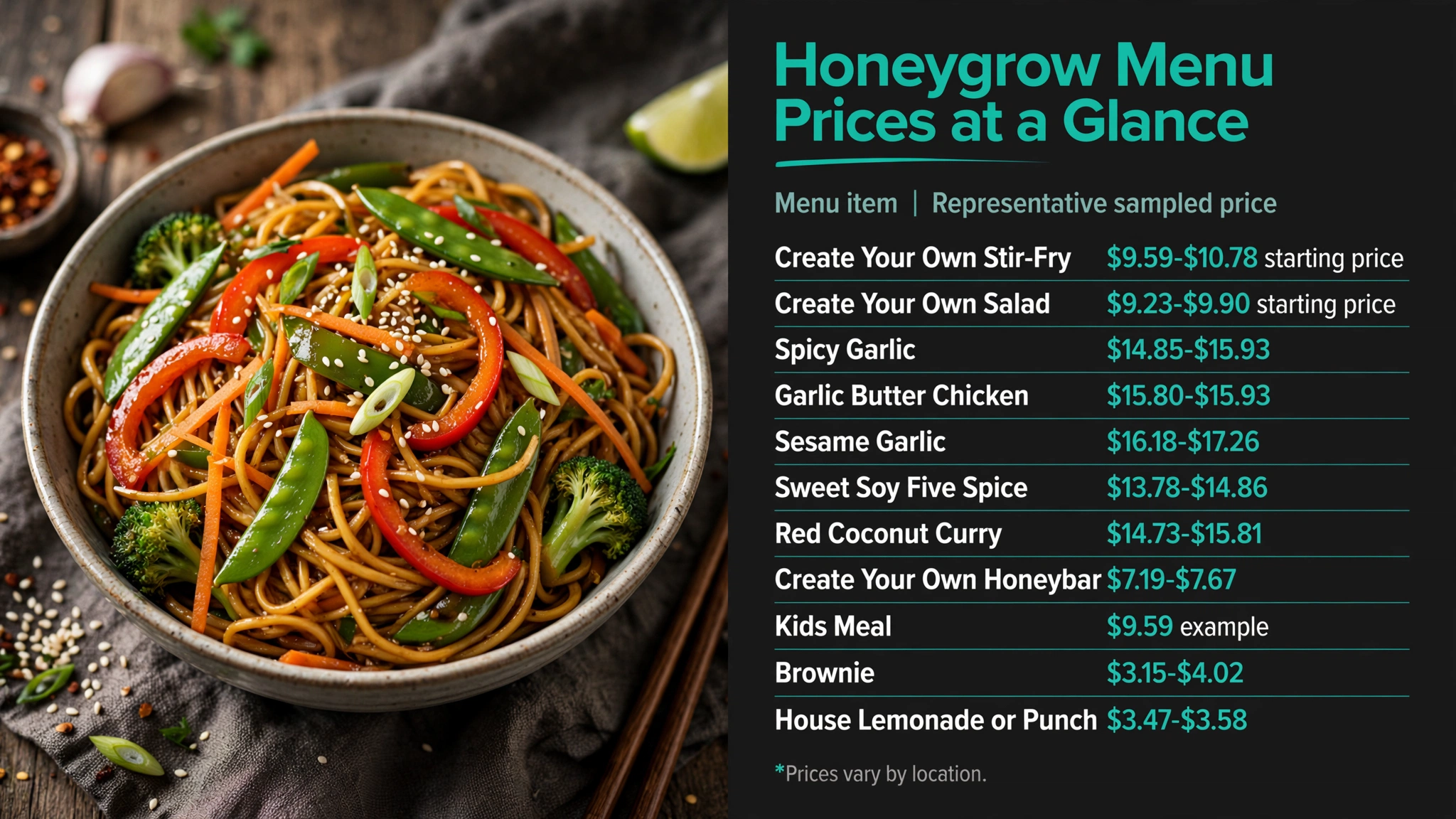 Infographic: Honeygrow Honeygrow Menu Prices at a Glance menu prices