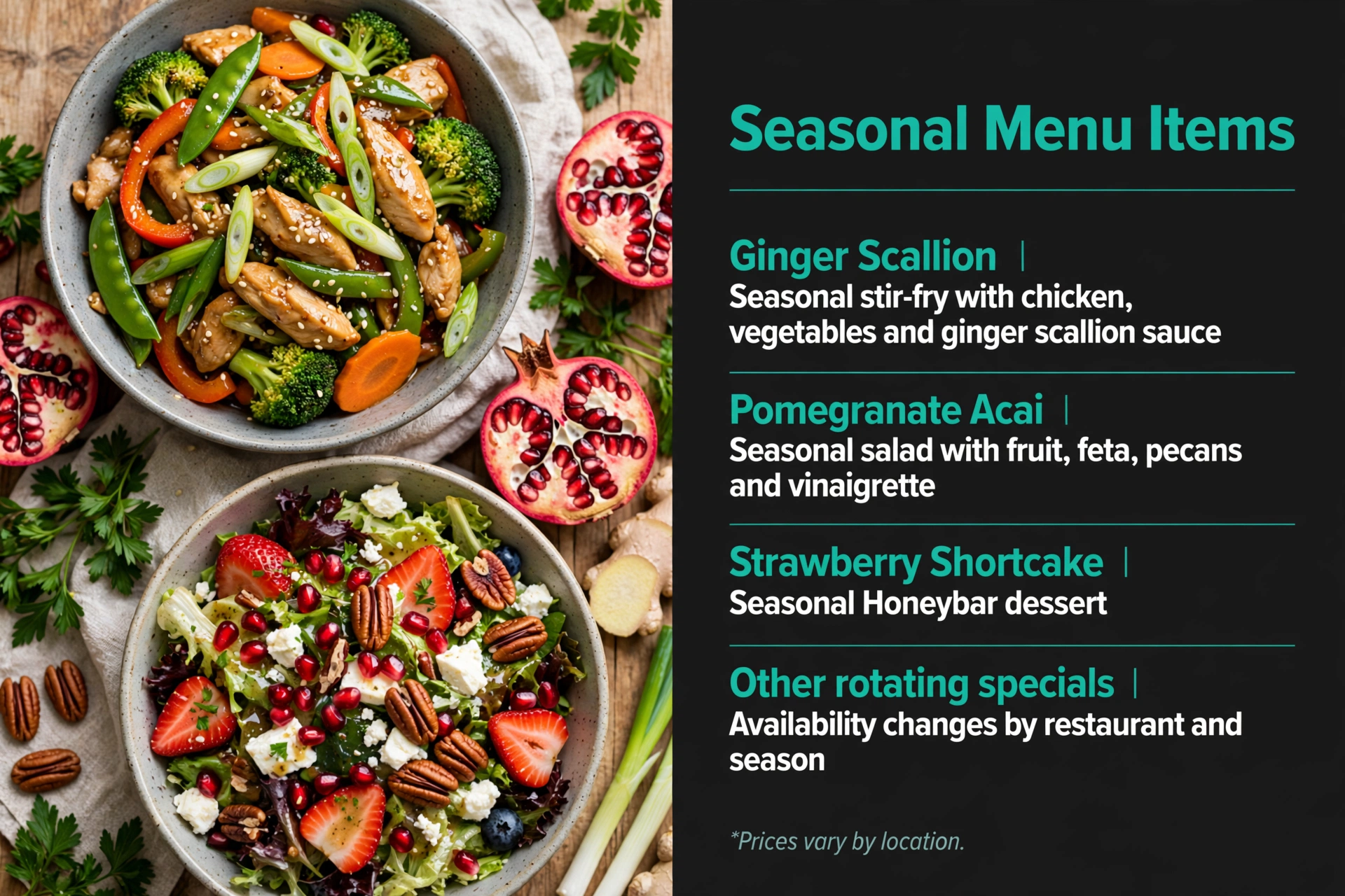 Infographic: Honeygrow Seasonal Menu Items menu prices