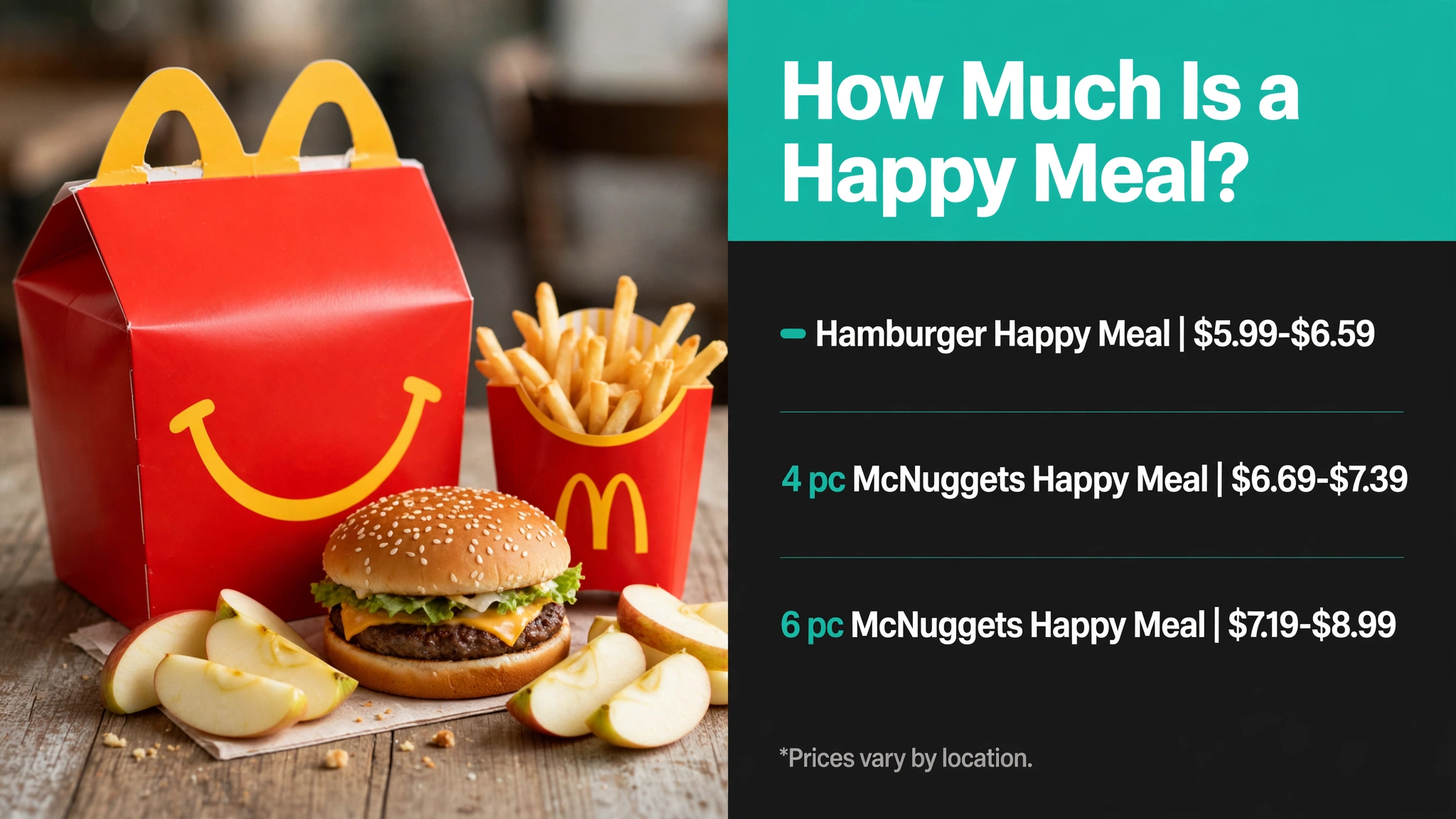 How much is a McDonald's Happy Meal price guide infographic