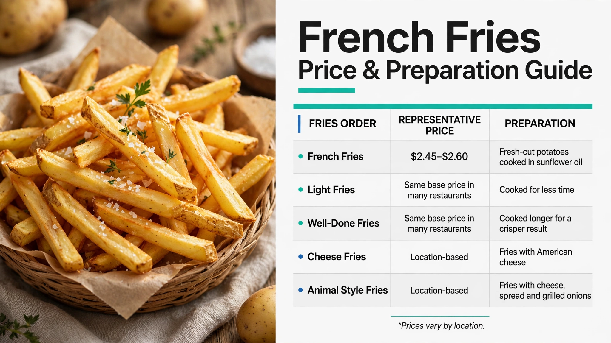 In-N-Out Burger fries menu infographic