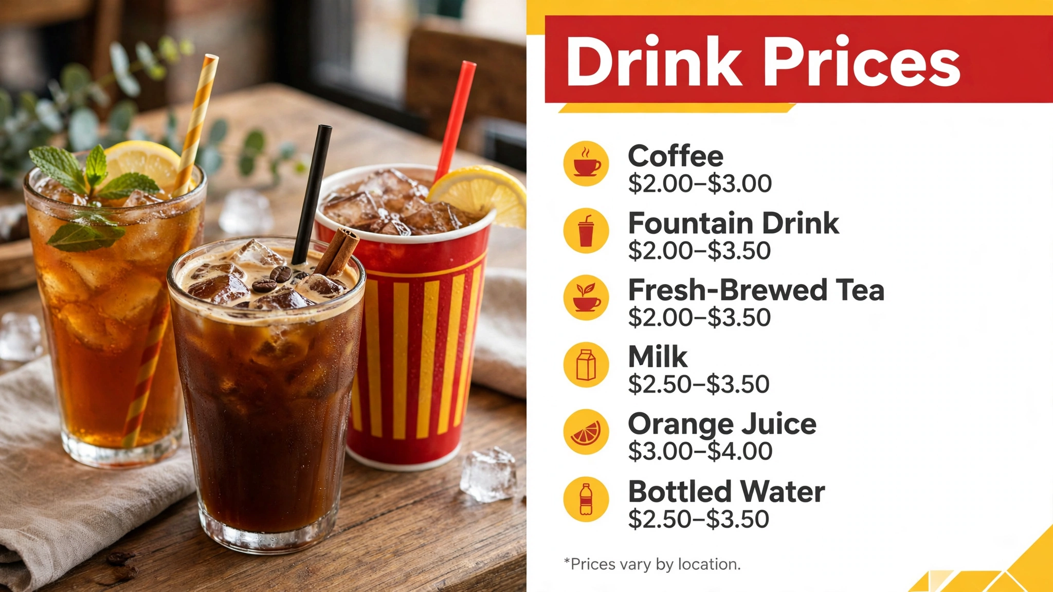 Jack's drink prices infographic