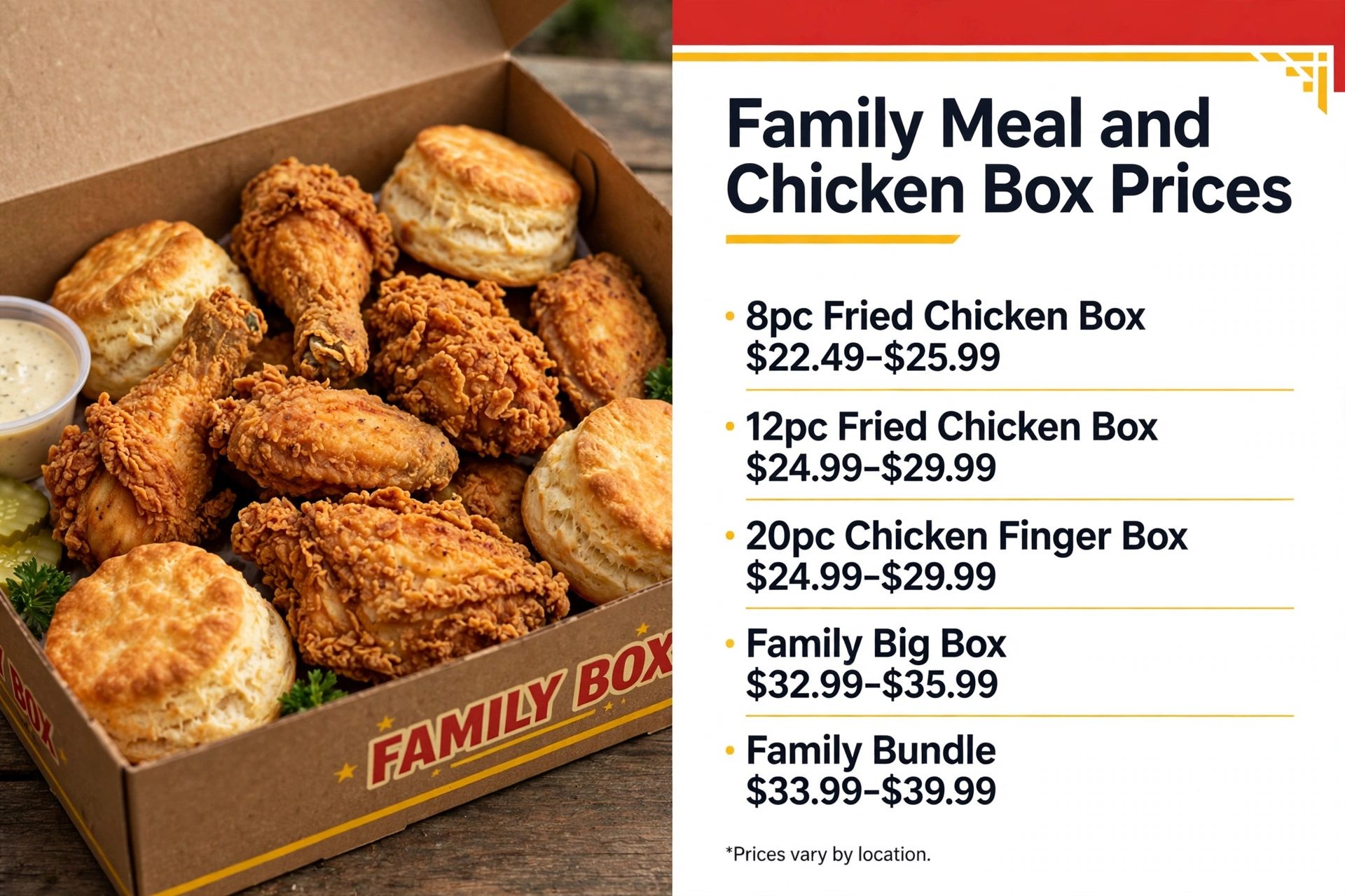 Jack's family meal and chicken box prices infographic