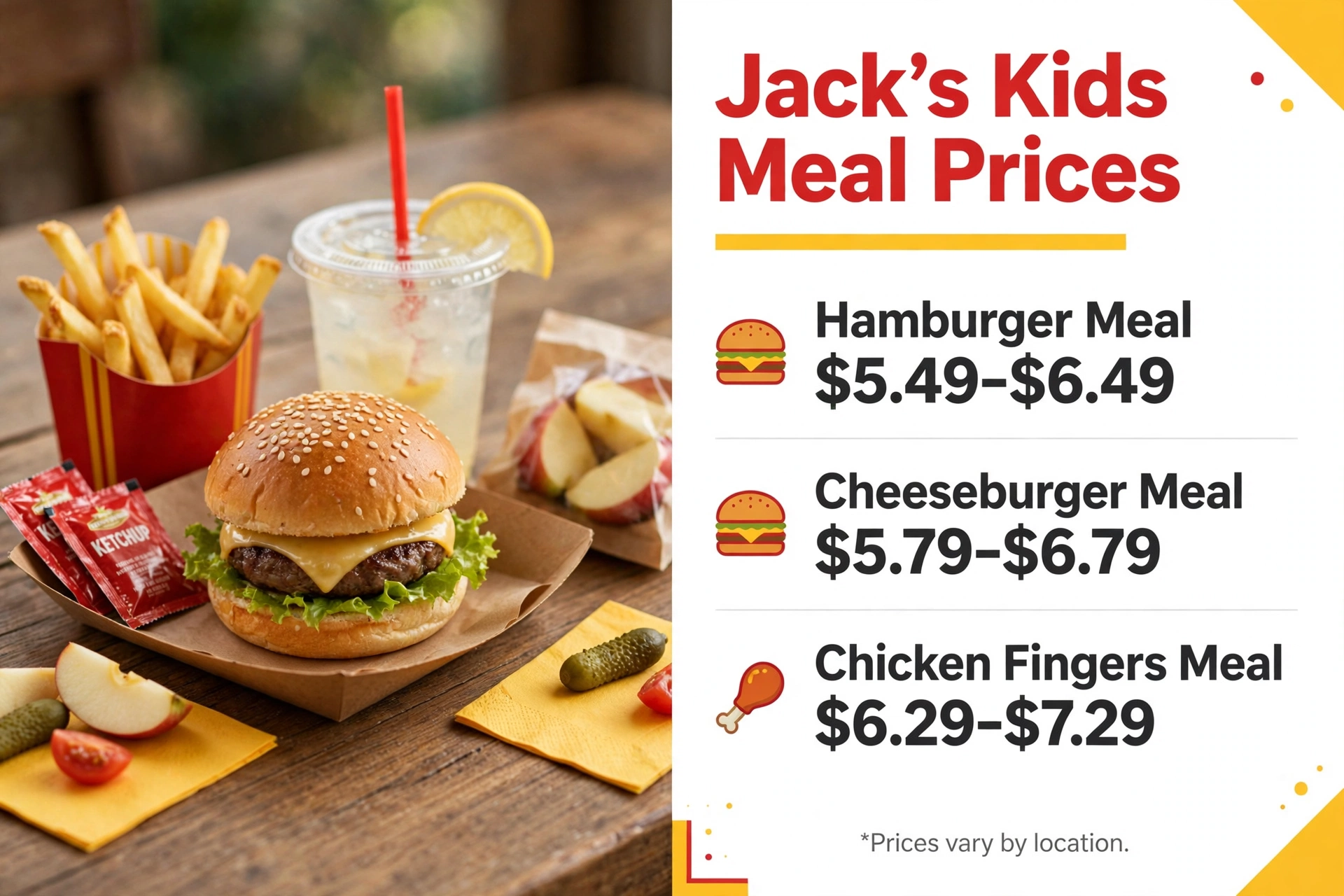 Jack's kids meal prices infographic