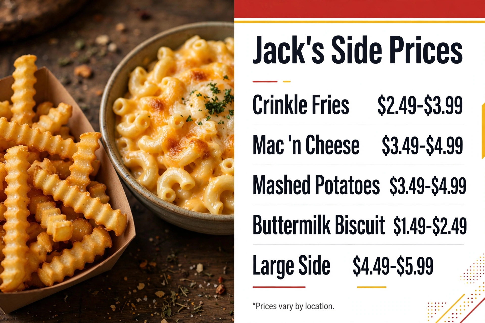 Jack's side prices infographic