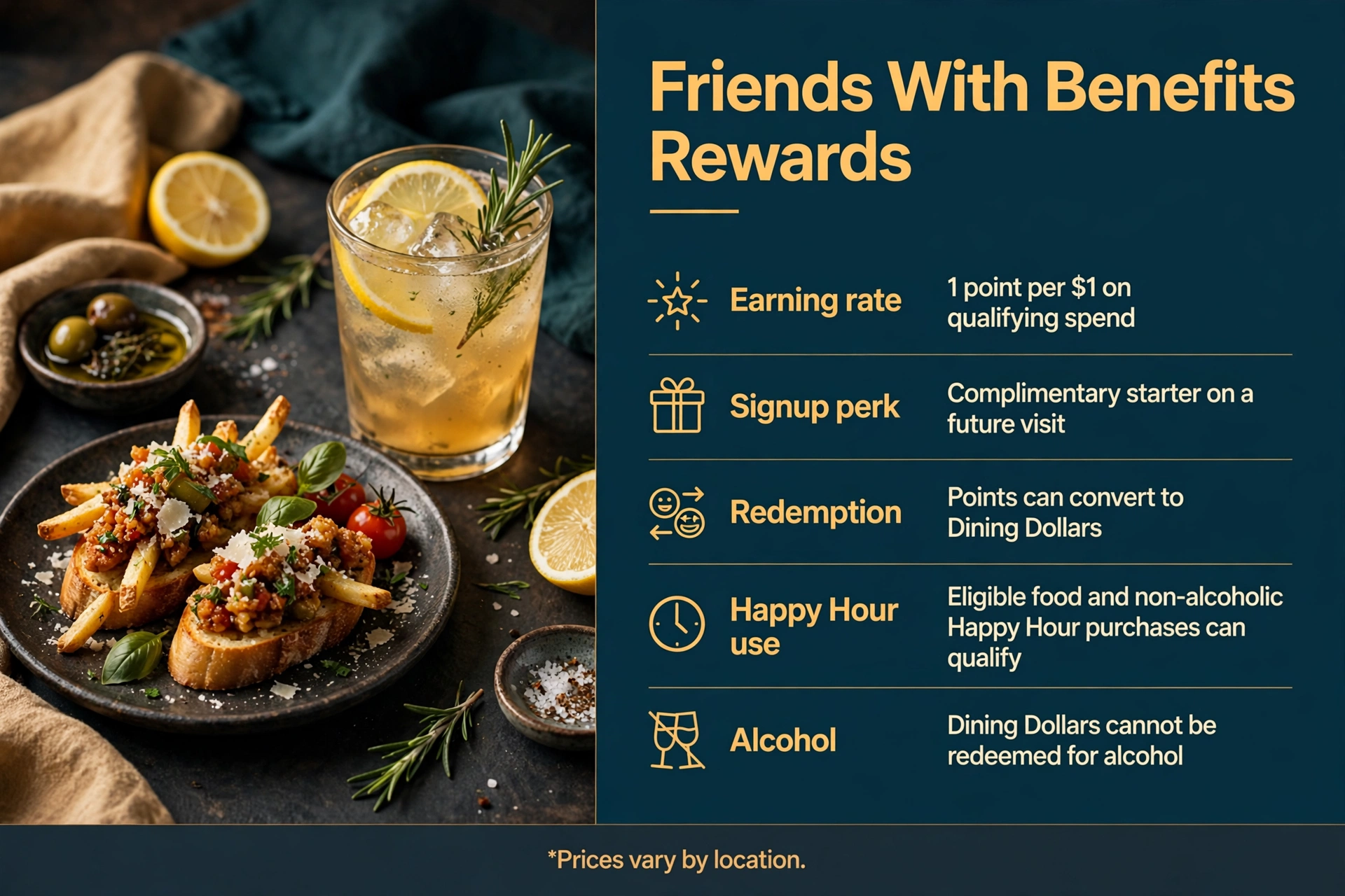 Kona Grill Friends With Benefits rewards infographic