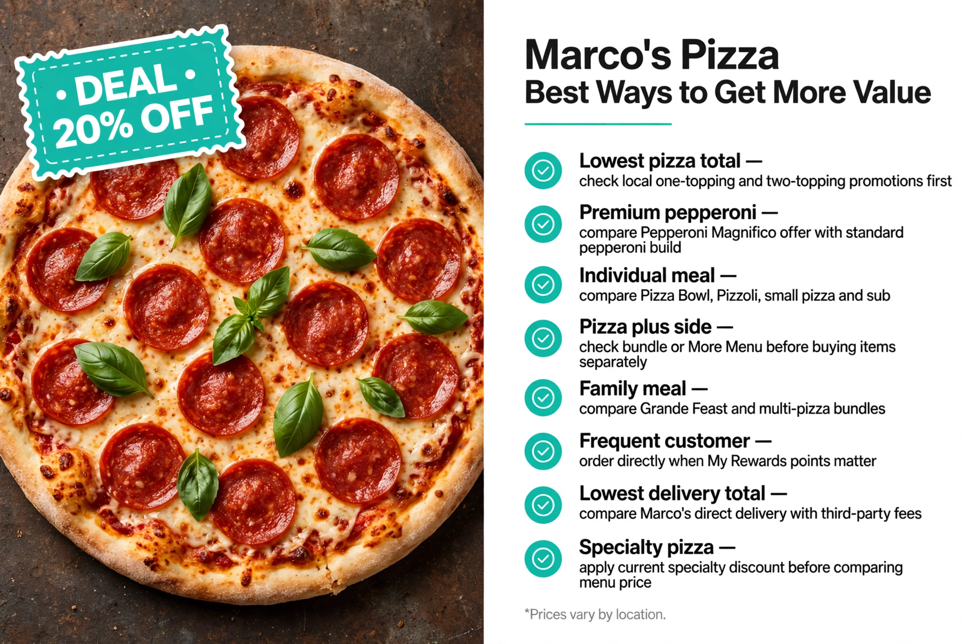 Marcos Pizza menu prices: Best Ways to Get More Value at Marco's Pizza infographic