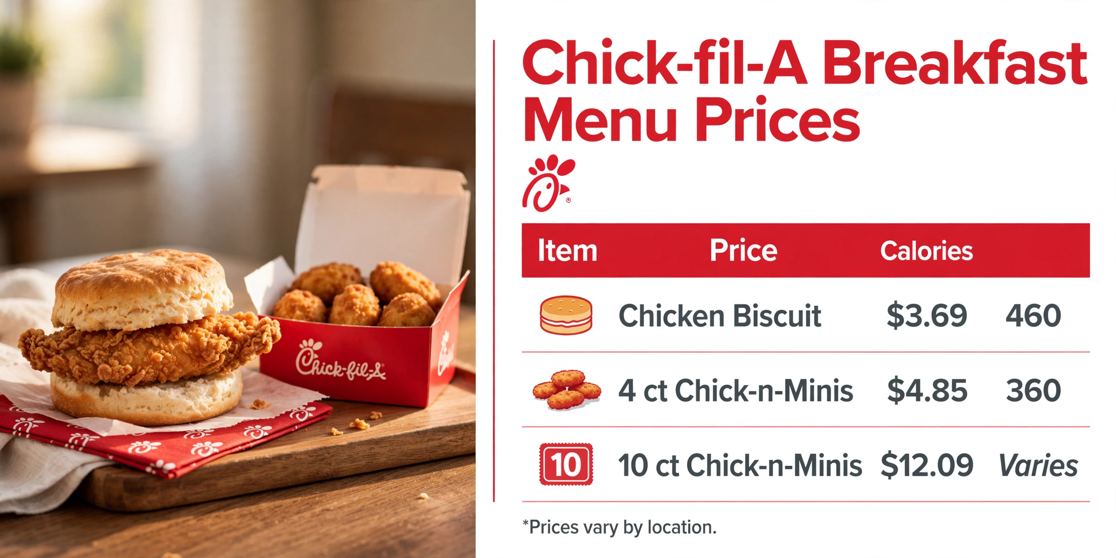 Chick Fil A Breakfast Menu Prices Landscape infographic