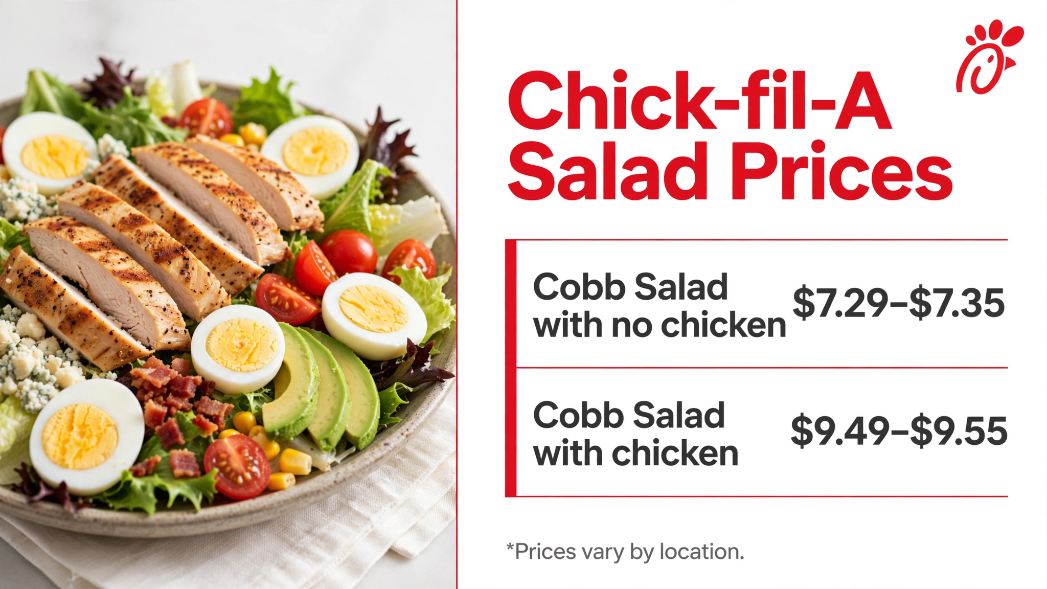 Chick Fil A Salad Prices Landscape infographic